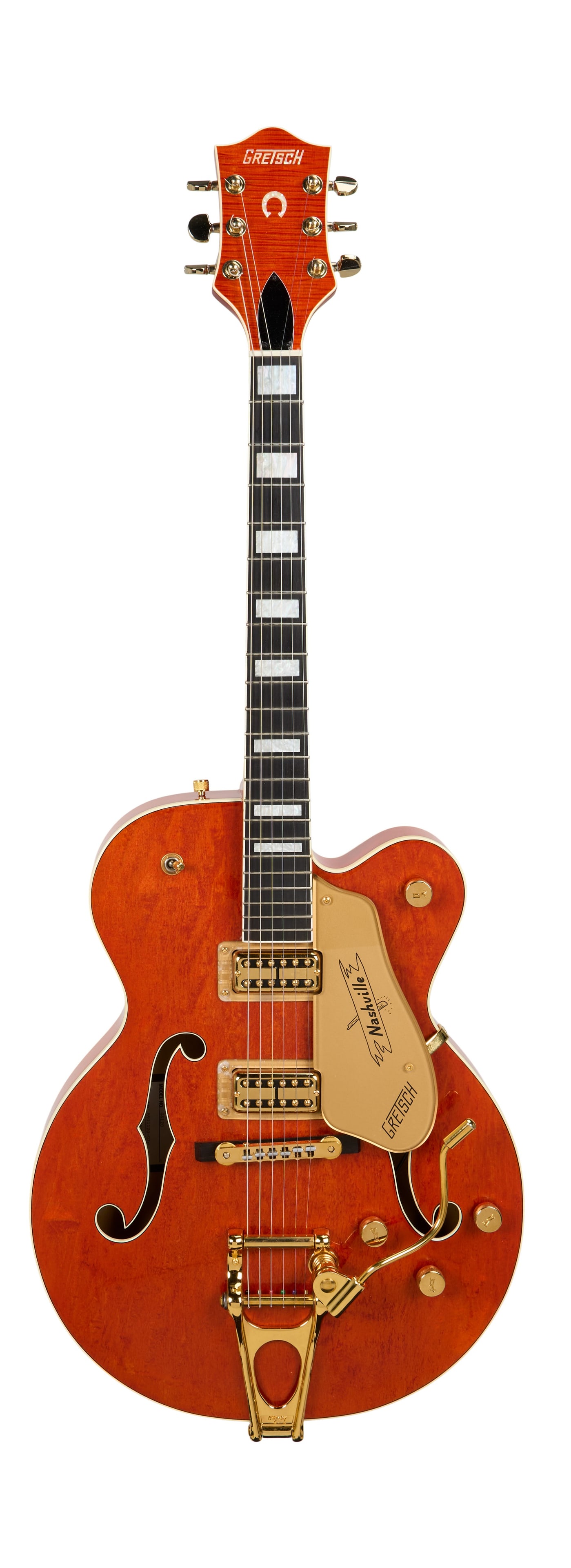 Gretsch | 1989 Prototype G6120 Nashville Hollowbody Electric Guitar, Transparent Orange: A prototype 1989 Gretsch G6120 Nashville hollowbody electric guitar, serial #8911120-02p, in transparent orange finish. One of two such prototypes which Fred Gretsch gave to Randy Bachman of The Guess