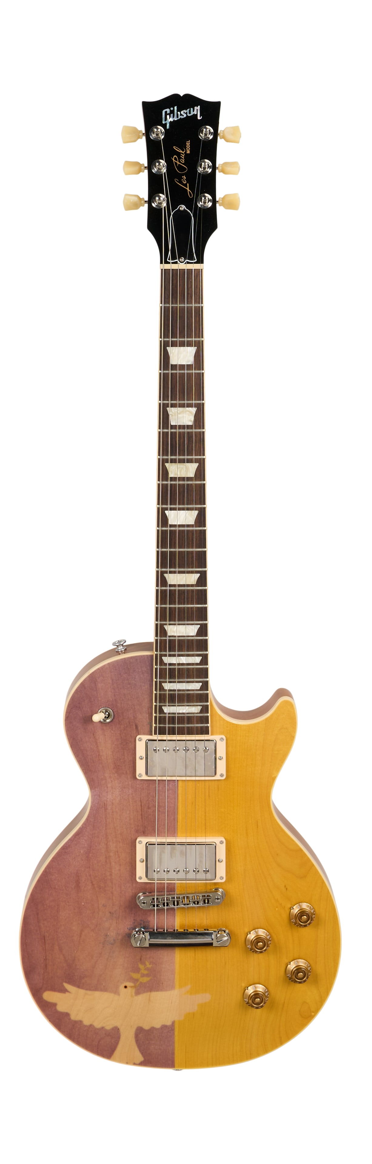 Gibson Gives Guitars For Peace Ukraine Relief Les Paul Standard Stage Played by Fher Olvera of Mana: A 2022 Gibson Guitars For Peace Les Paul Standard, serial #208420378, in a custom finish. Originally sold as lot 970 from Julien's Auctions' Icons & Idols: Rock 'N' Roll auction which benefitted Gibso