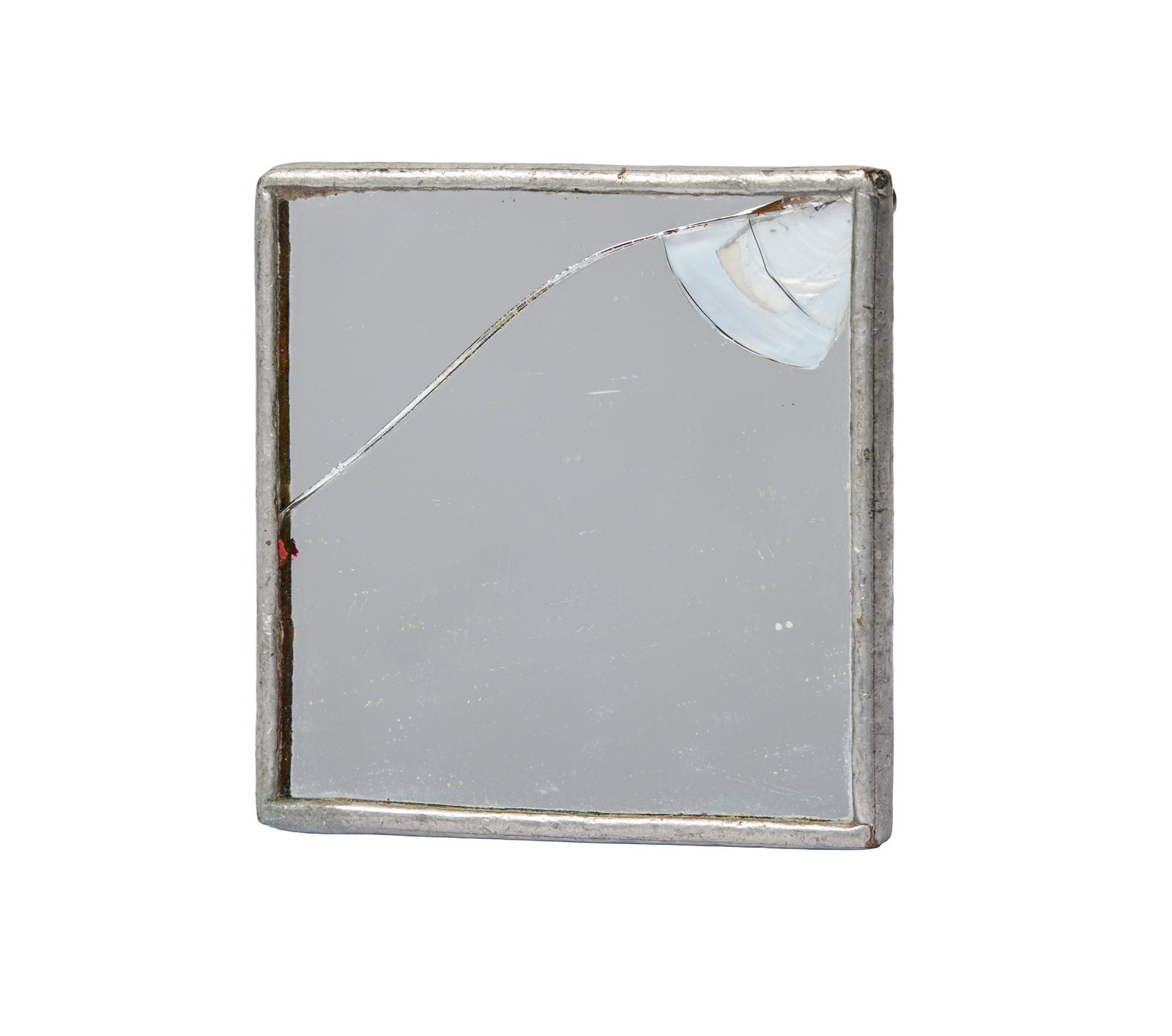 The White Stripes | "The Hardest Button To Button" Music Video Used Compact Mirror: A cracked compact mirror used in The White Stripes' music video for "The Hardest Button To Button," from the personal collection of frequent collaborator and close friend of Jack White, Tracee Mae Mil