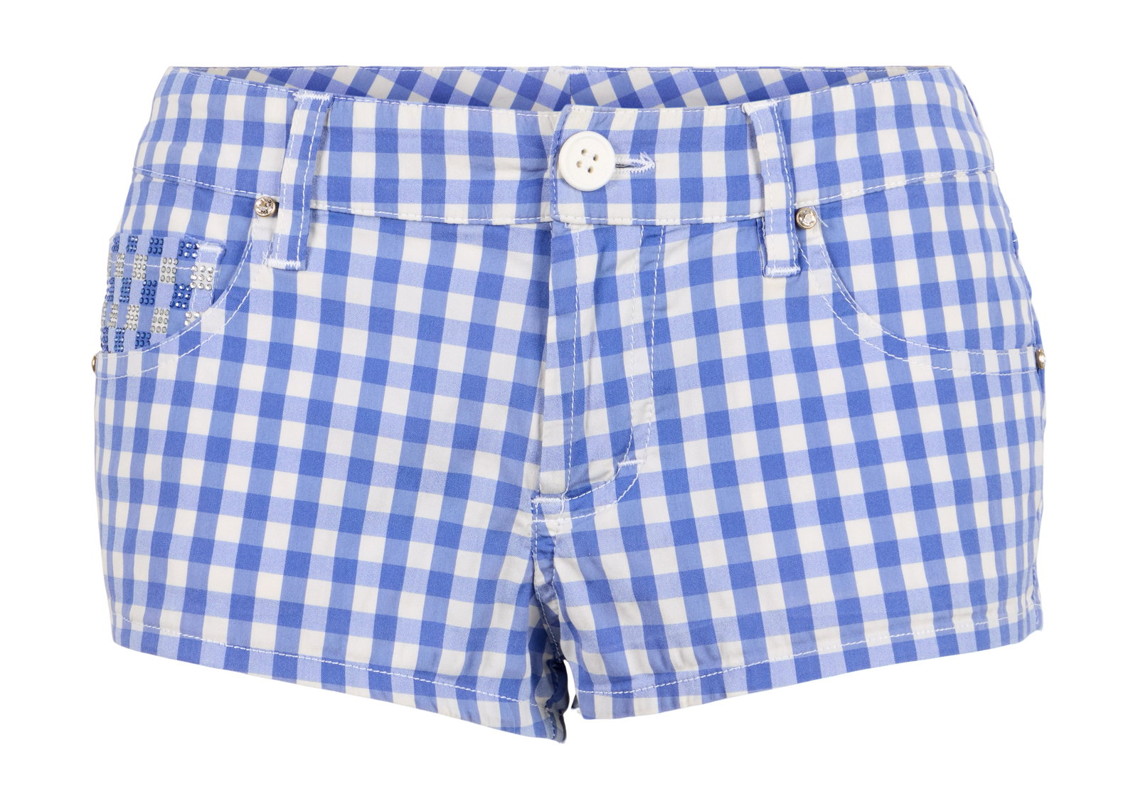 Sabrina Carpenter | "Manchild" Music Video-Worn Bluemarine Shorts: A pair of blue plaid micro-mini shorts, worn by Sabrina Carpenter in her 2025 music video for "Manchild," the debut single off of her 2025 studio album Man's Best Friend. The shorts feature