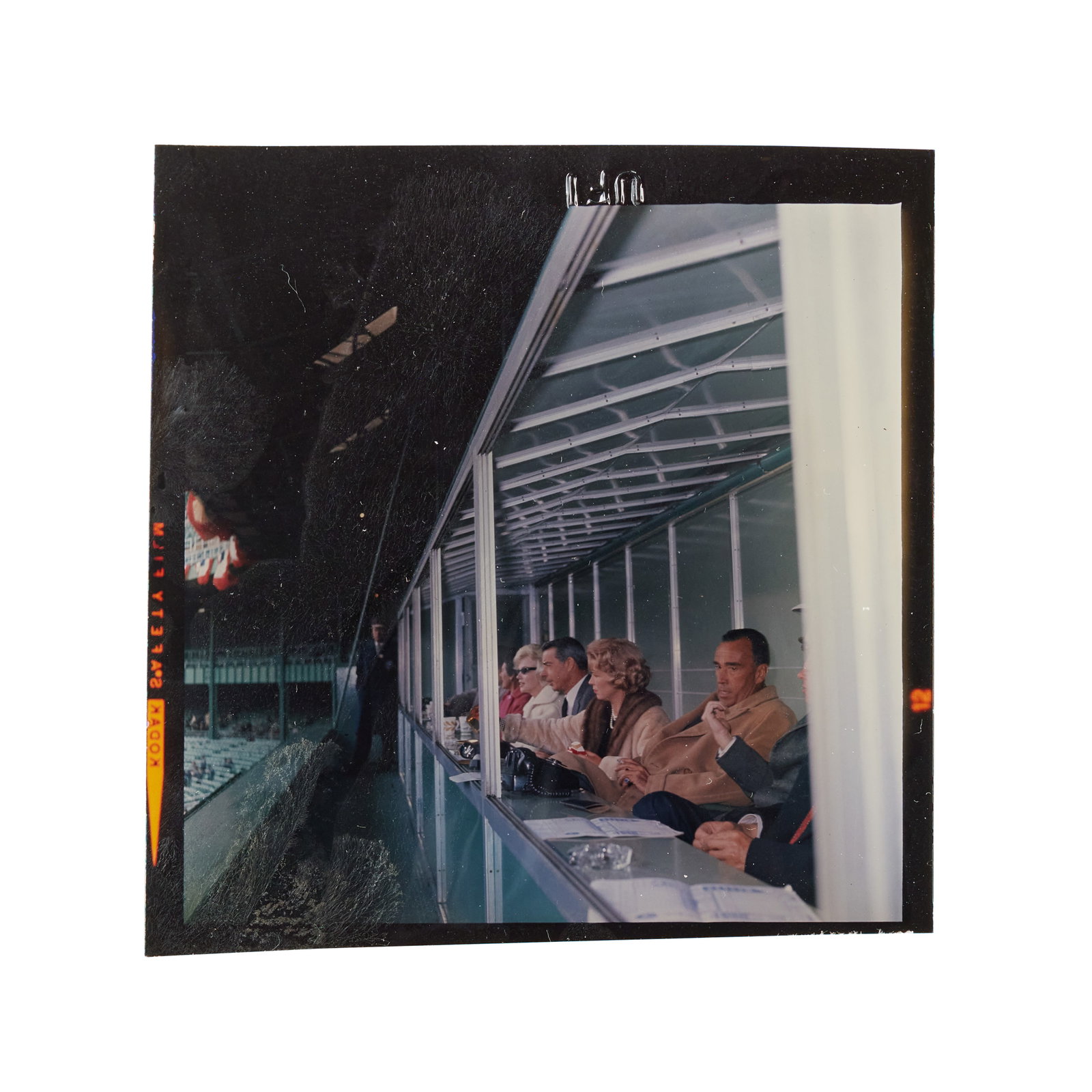 Marilyn Monroe | 1961 Rare Color Transparency: An original print; on film, depicting the star with ex-hubby Joe DiMaggio sitting in the VIP section at Yankee Stadium in the Bronx on April 11, 1961 when Joe's old team lost to the Minnesota Twins!