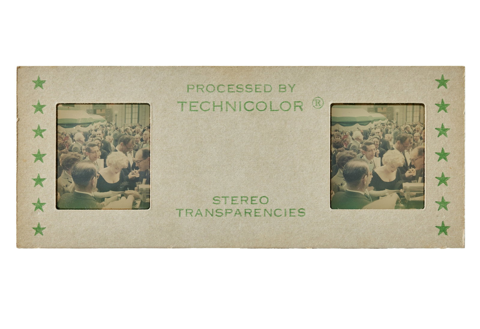 Marilyn Monroe | Circa 1959 Never-Before-Seen Color "Stereo Transparency": A single image; but with two identical slides mounted side-by-side in the same cardboard sleeve ? when viewed in a stereoscope, it would create a 3D effect ? image depicts the star (with Arthur Miller