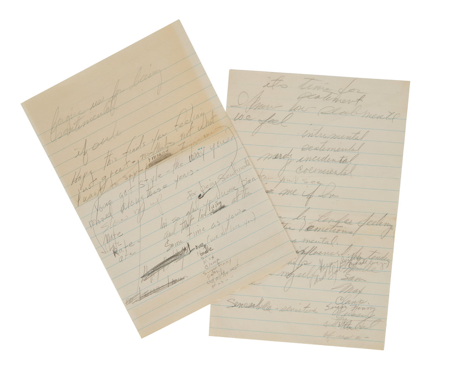 Marilyn Monroe | Circa 1957 Handwritten Draft Notes to Norman Rosten: A group of two sheets of small lined white notebook paper; both with the star's penciled notes evidently practicing for a birthday card she would later send to her good friend; the first page read