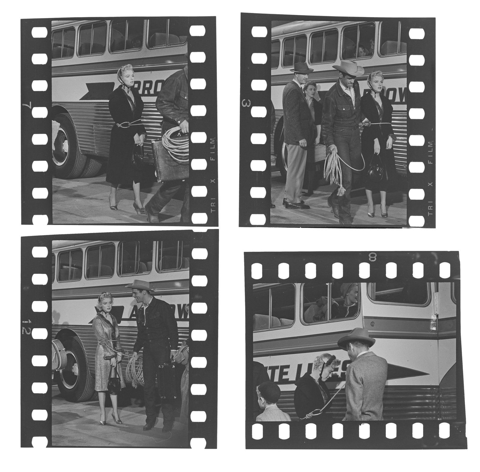 Marilyn Monroe | 1956 Black and White Negatives with Copyright by Milton H. Green from "Bus Stop": 20th Century Fox 1956; a group of four, taken on location by the star's then-business partner, one shows MM alone, one shows MM with co-star Arthur O'Connell, and two show her with co-star Don Murray 
