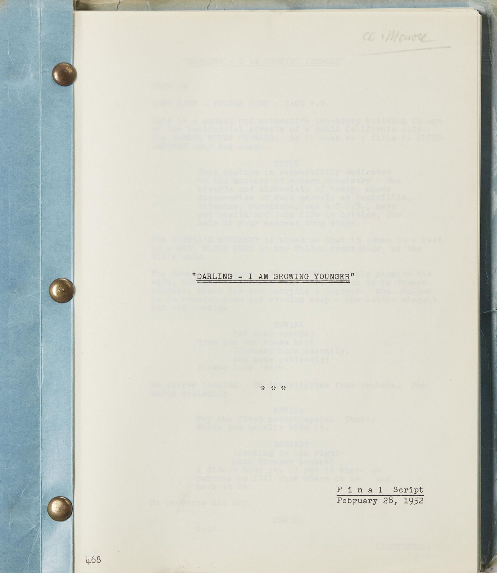 Marilyn Monroe | 1952 Script from "Monkey Business" - 2