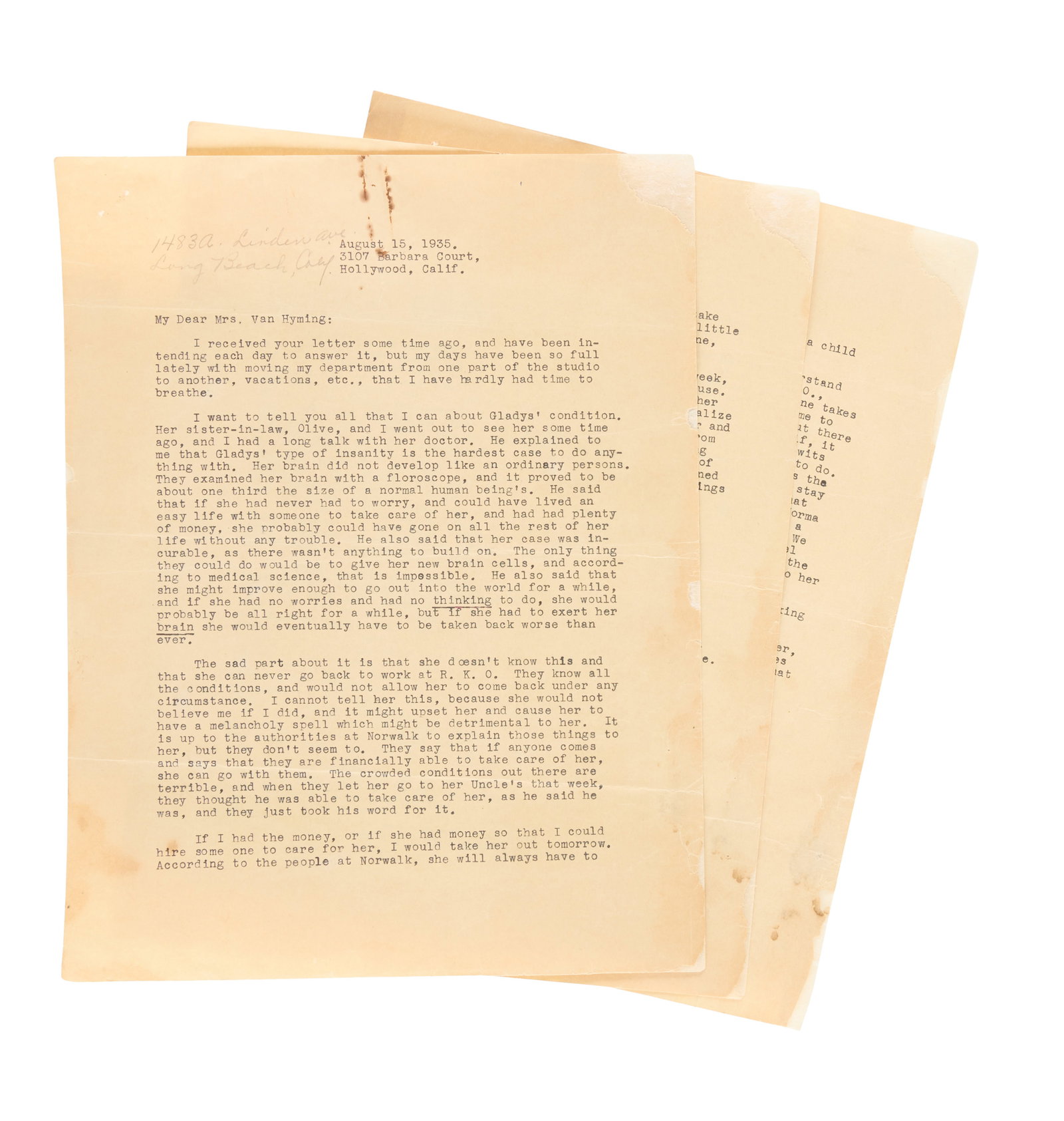 Marilyn Monroe | 1935 Sad Letter from Grace McKee (1 of 1)