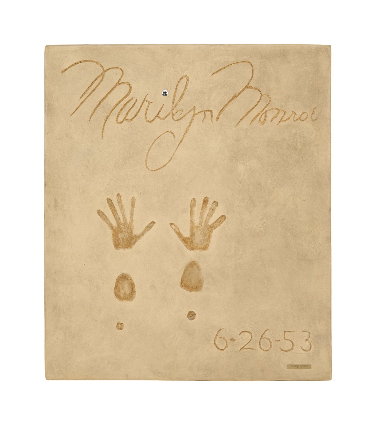 Marilyn Monroe | Early 2000s Replica of Her Hand and Footprint Slab at Grauman's Chinese Theatre: A large and weighty piece made of resin simulating cement; made from a mold of the actual slab Marilyn signed on June 26, 1953 (which is still on display in the forecourt of the famous movie theatre o