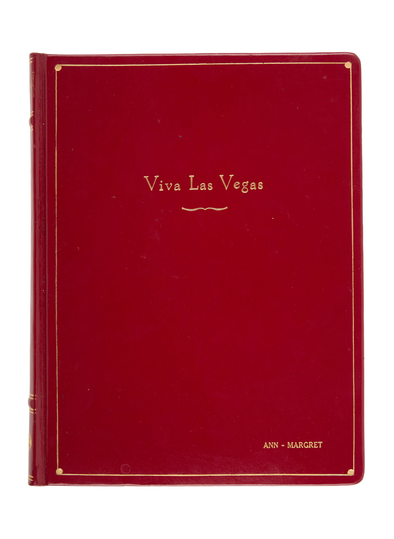 Ann-Margret | 1963 Library Copy Script from "Viva Las Vegas" (II): Metro-Goldwyn-Mayer, 1964; elegant red leather covers, film title and star's name embossed in gold-tone ink on front; film title embossed on spine as well, dated "6-28-63," 99 pages, with a few colore