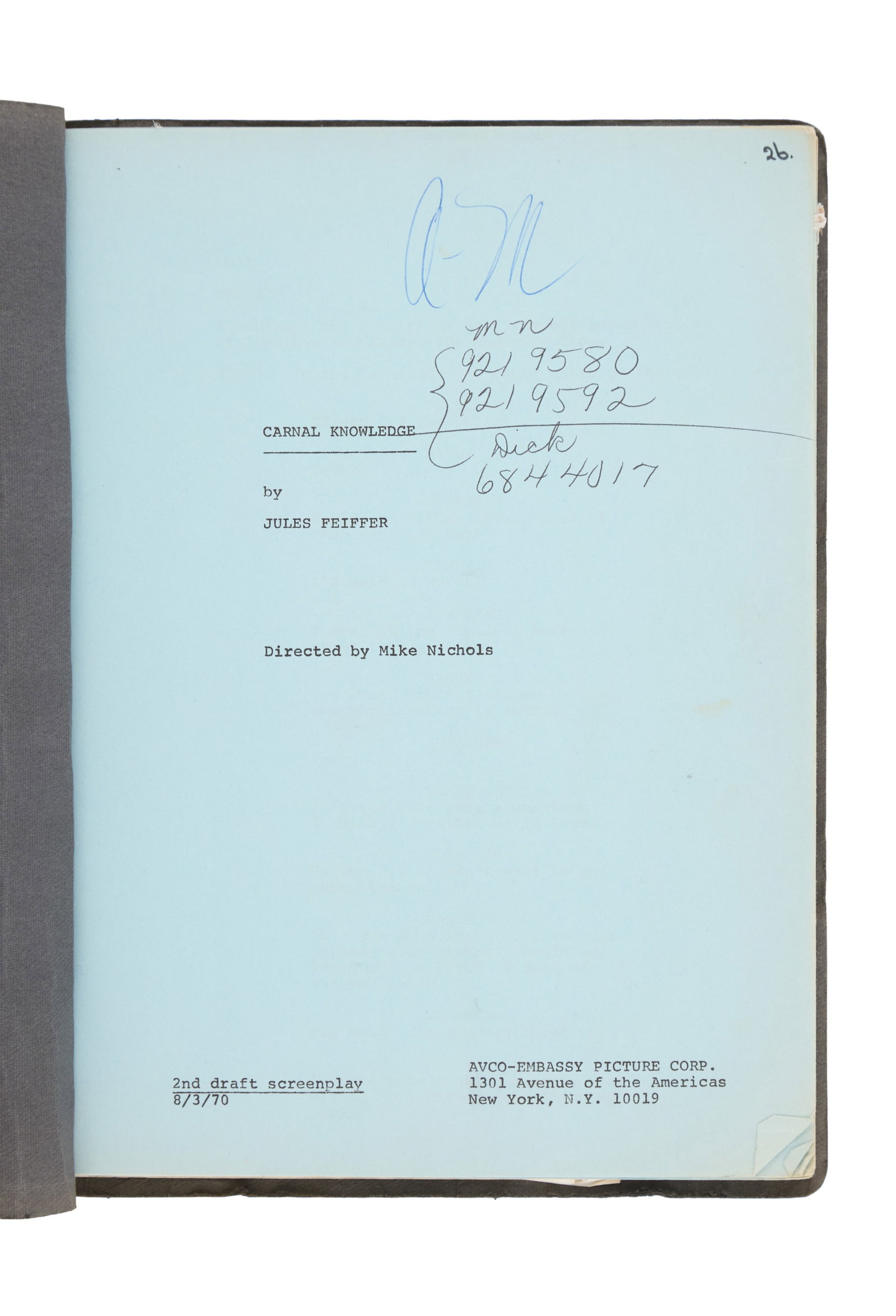Ann-Margret | 1970 Script from "Carnal Knowledge" - 2