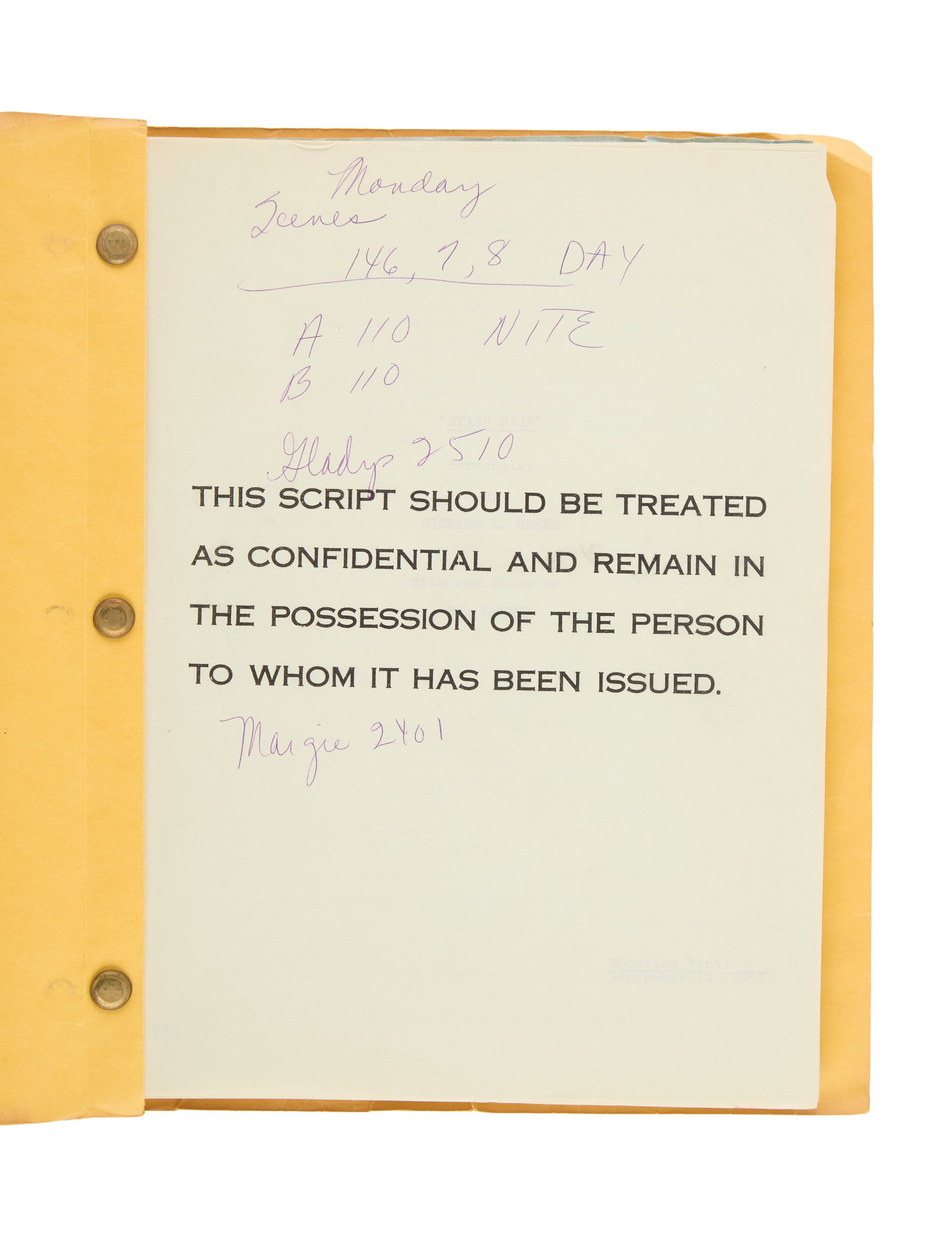 Ann-Margret | 1961 Script from "State Fair" (II) - 2