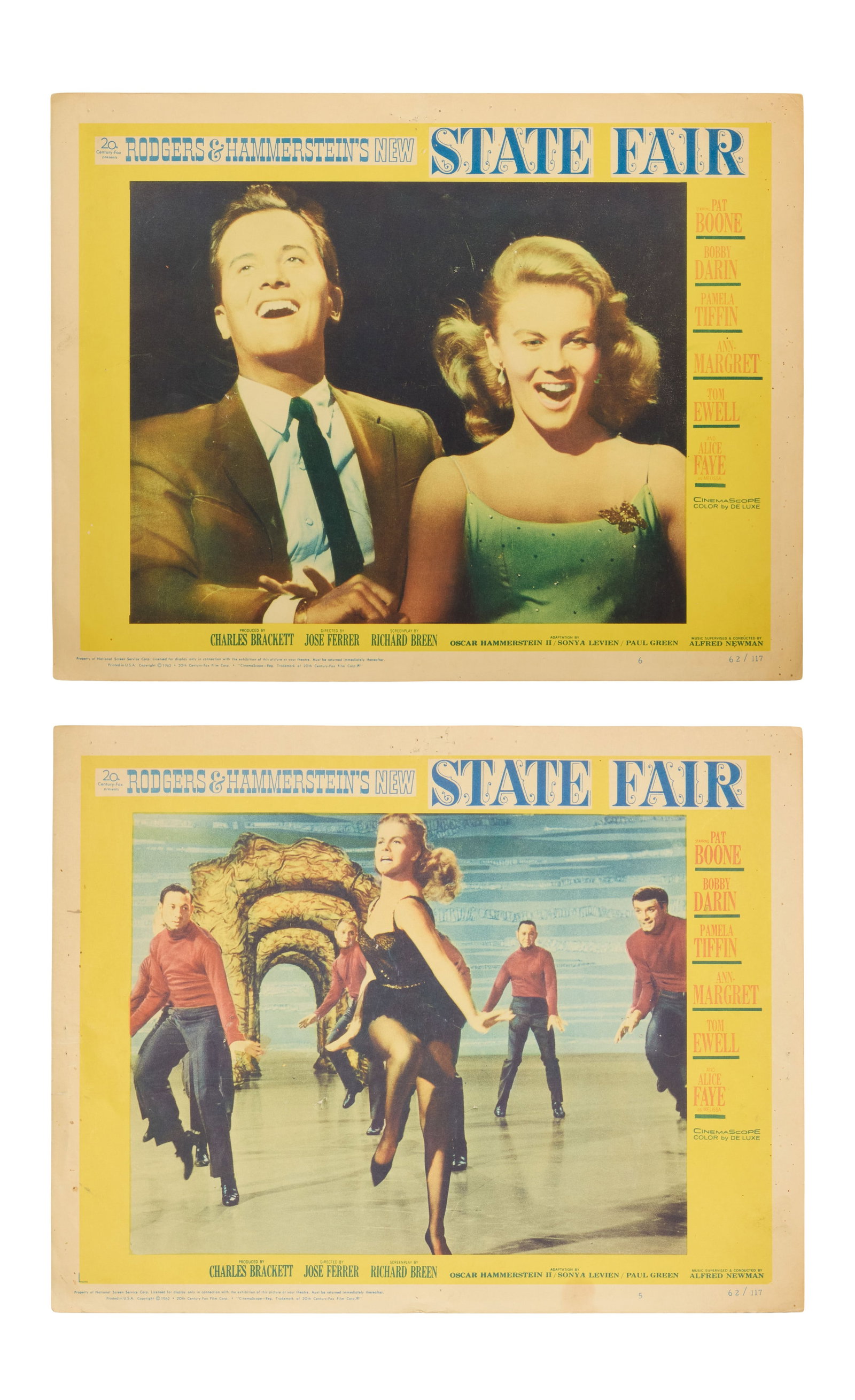 Ann Margret | 1962 Lobby Cards from "State Fair": 20th Century Fox, 1962; including two; lobby card #5 and lobby card #6; from the cute musical co-starring Pat Boone who Ann-Margret is still good friends with today, 64 years later; on display in the