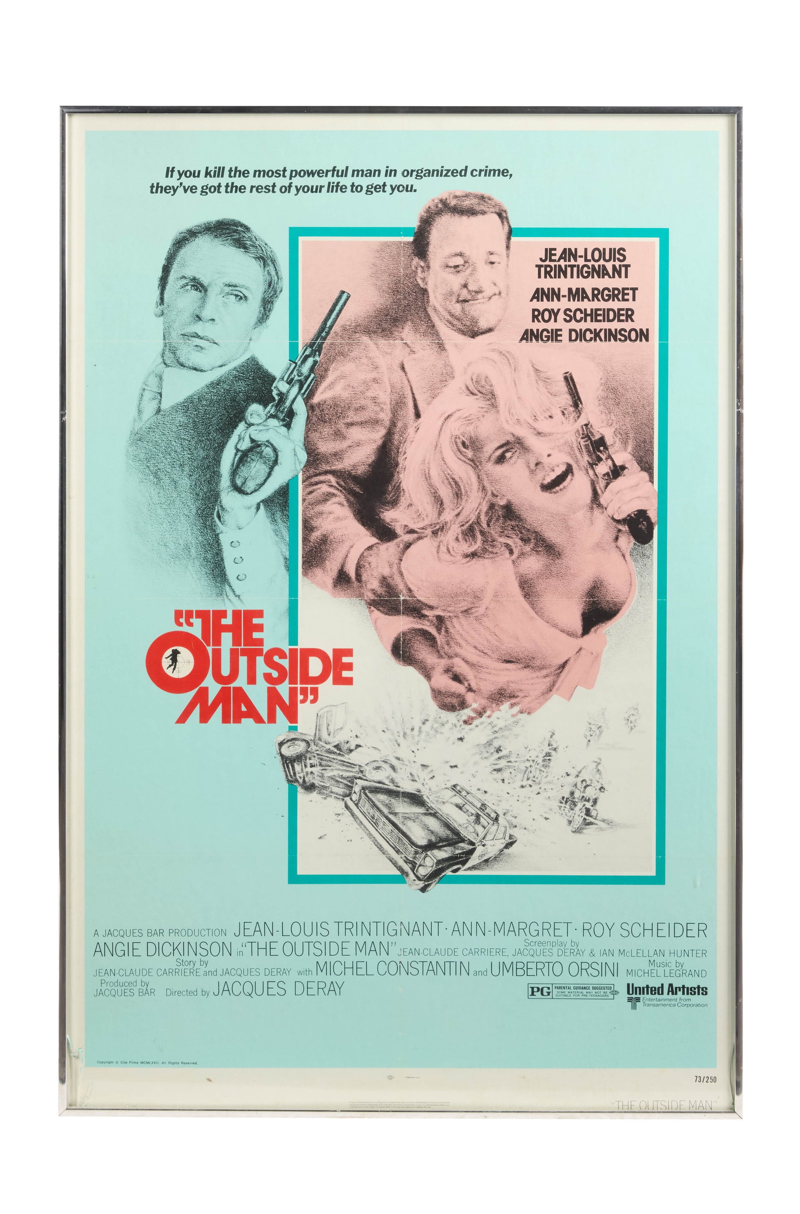 Ann-Margret | 1970s-1980s Roy Scheider One-Sheet Movie Posters: A group of two with Ann-Margret's two time co-star; the first "The Outside Man," United Artists, 1972; the second "52 Pick-Up," Cannon Films, 1986; both framed; both on display in the star's home thea
