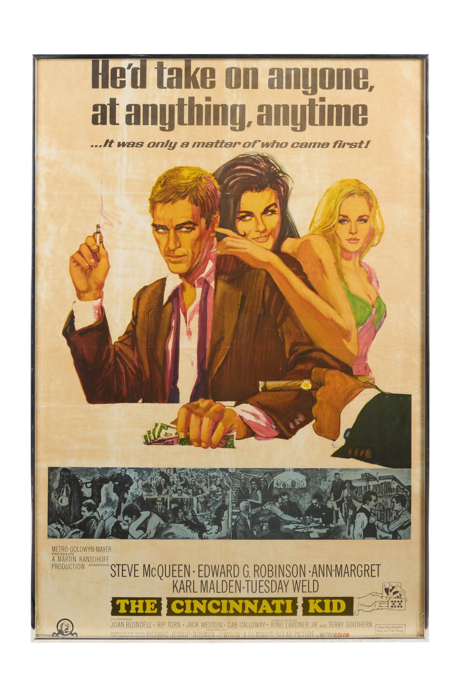 Ann-Margret | 1965 One-Sheet Movie Poster from "The Cincinnati Kid": Metro-Goldwyn-Mayer, 1965; from the drama that co-starred a stellar cast including Steve McQueen, Tuesday Weld, Edward G. Robinson, Karl Malden, Joan Blondell, Rip Torn, and Cab Calloway, written by