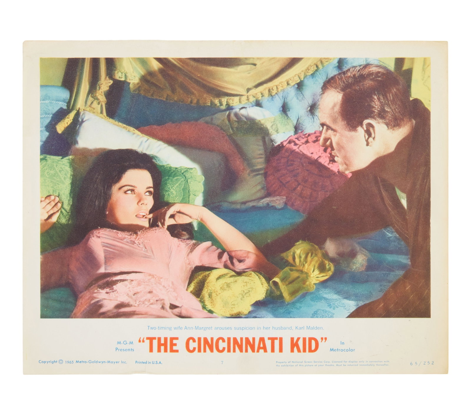 Ann-Margret | 1965 Lobby Card from "The Cincinnati Kid": Metro-Goldwyn-Mayer, 1965, lobby card #7; from the acclaimed drama co-starring Steve McQueen, Karl Malden, and Tuesday Weld where uncharacteristically, Ann-Margret plays the "bad girl"; on display in 