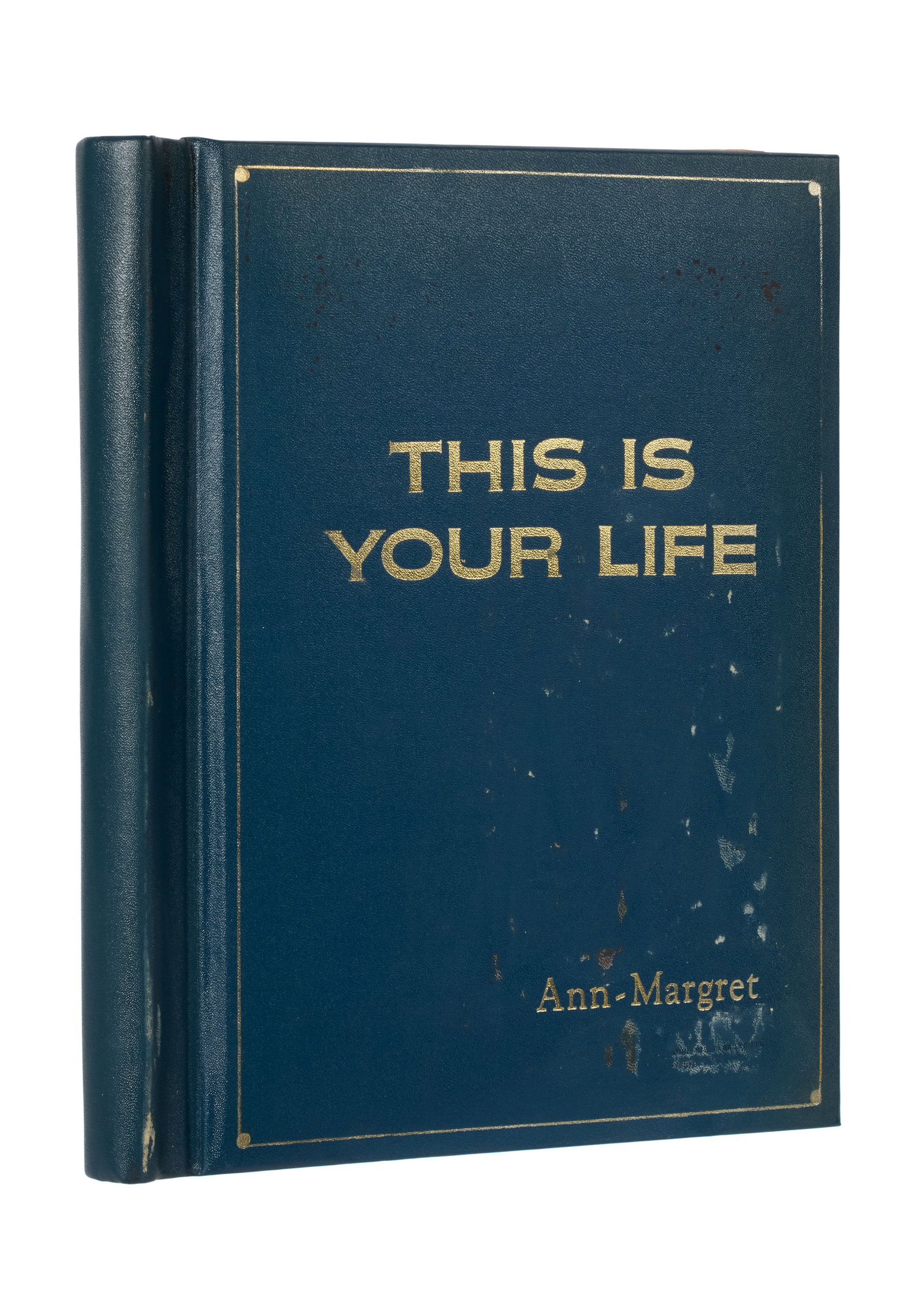 Ann-Margret | 1971 Script from "This Is Your Life": Syndicated Television, 1971-1972; blue leather covers, show title and star's named embossed in gold on front, marked "Final Draft," dated "Thursday, May 13, 1971," 64 pages, inscribed in blue ballpoin