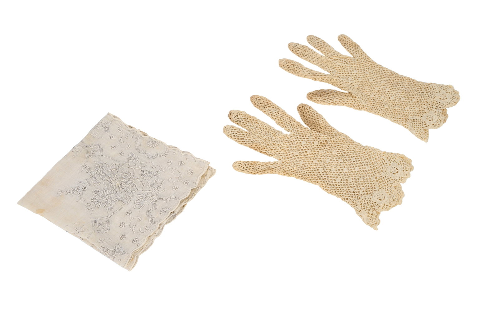 Ann-Margret | 1984 Gloves and Handkerchief from "A Streetcar Named Desire": ABC Television, 1984; a group of two items; both made of ivory-colored cotton lace; used by the star in her lead role of "Blanche DuBois" in the award-winning made-for-television movie; Ann-Margret