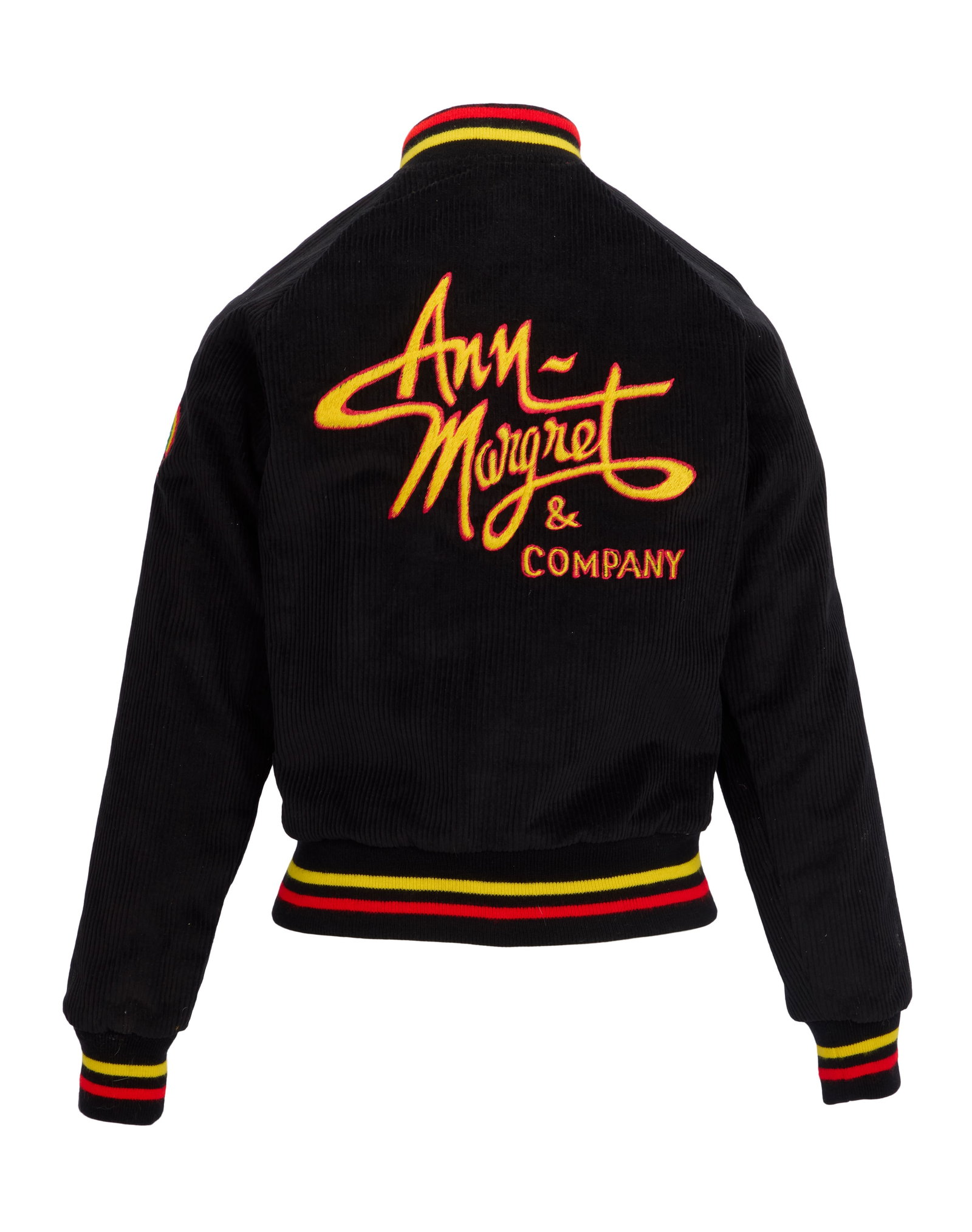 Ann-Margret | 1980s Crew Jackets: A group of three; two black wool, one black corduroy, all with similar patches on left sleeve reading "MK / MCA Records," all with somewhat similar logos on the back reading in part "Ann- / Margret," 