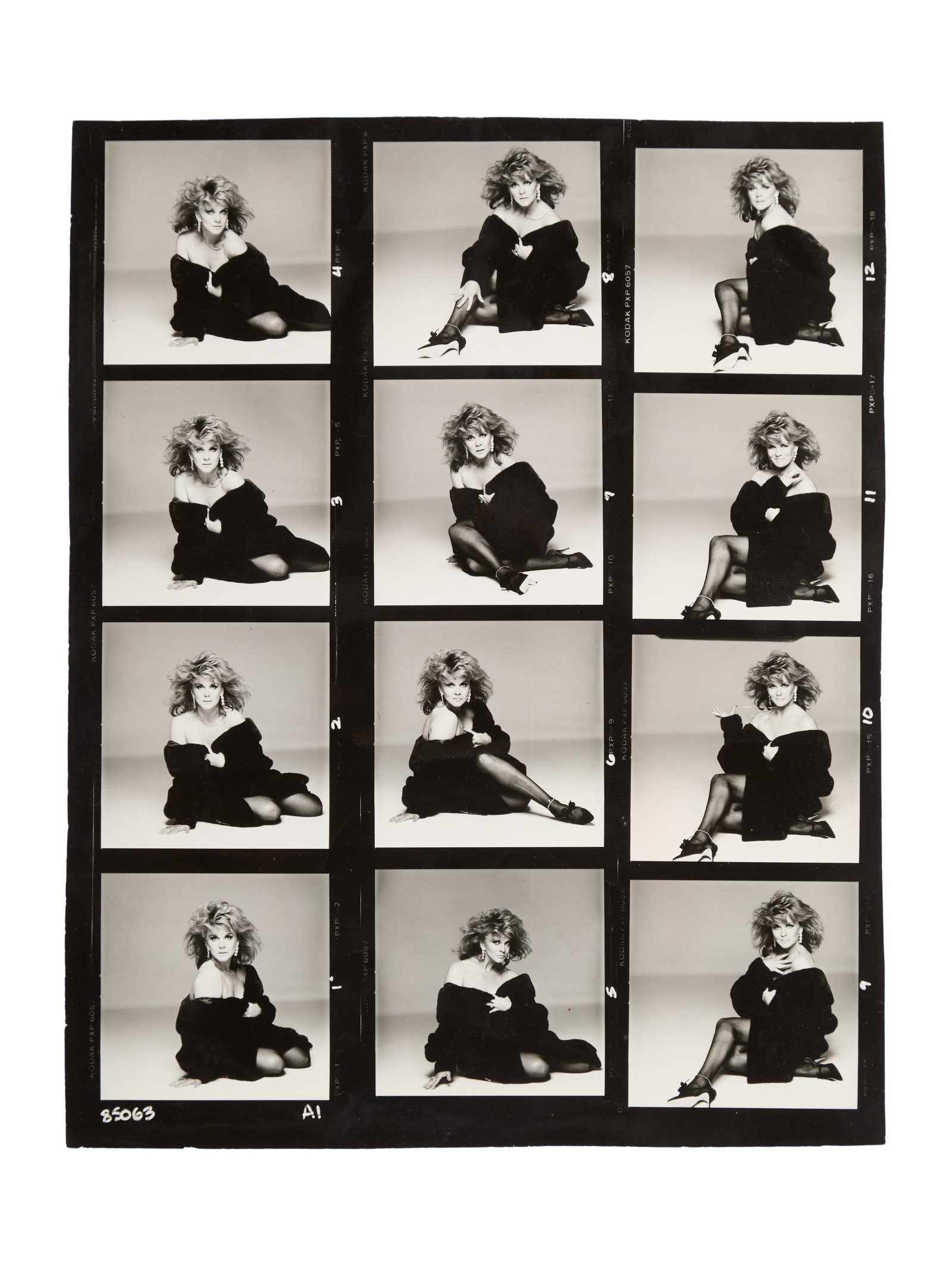 Ann-Margret | 1985 Black and White Contact Sheet from the "Blackglama" Photo Session (1 of 2)