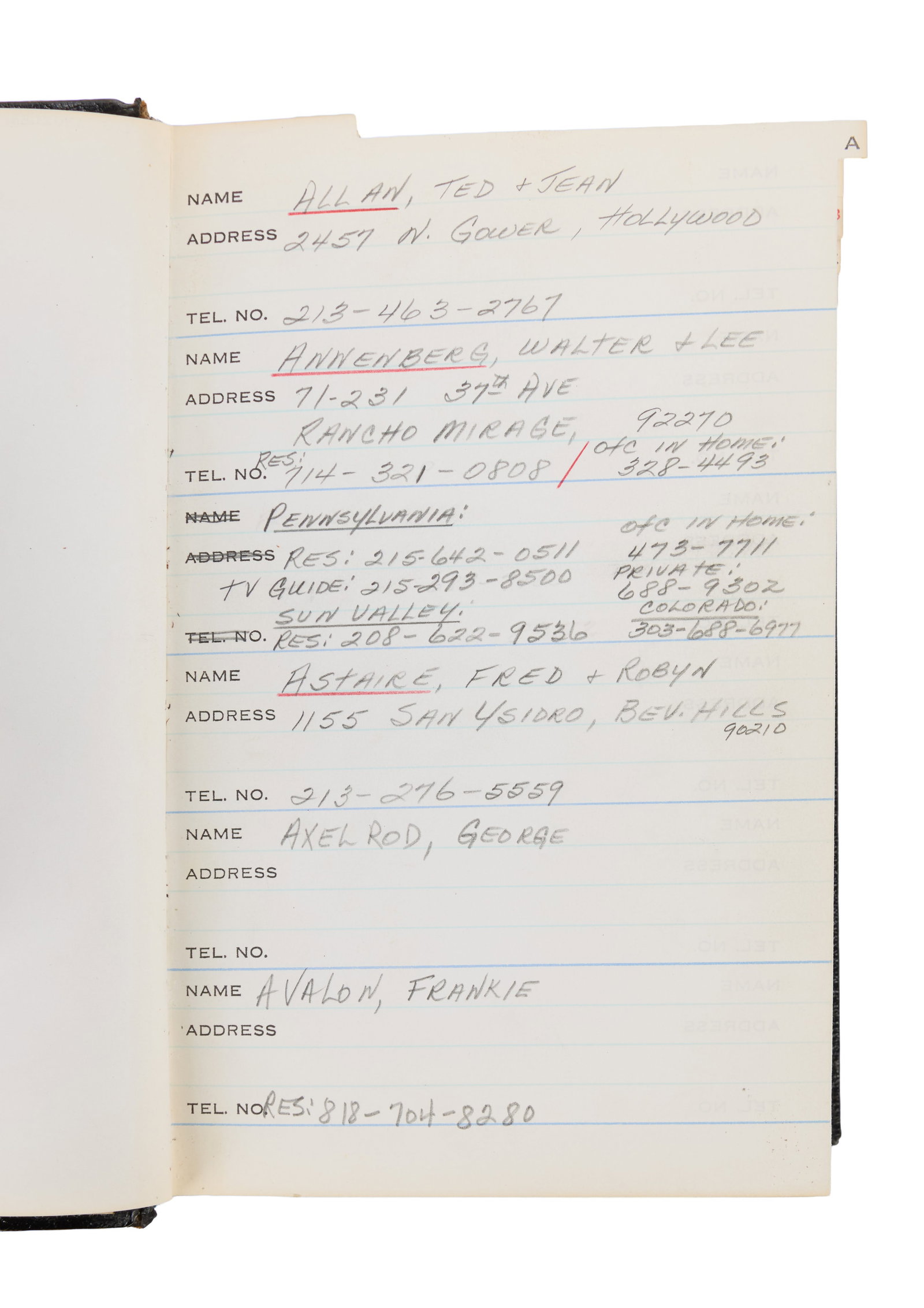 Frank Sinatra | 1980s Address Book - 2