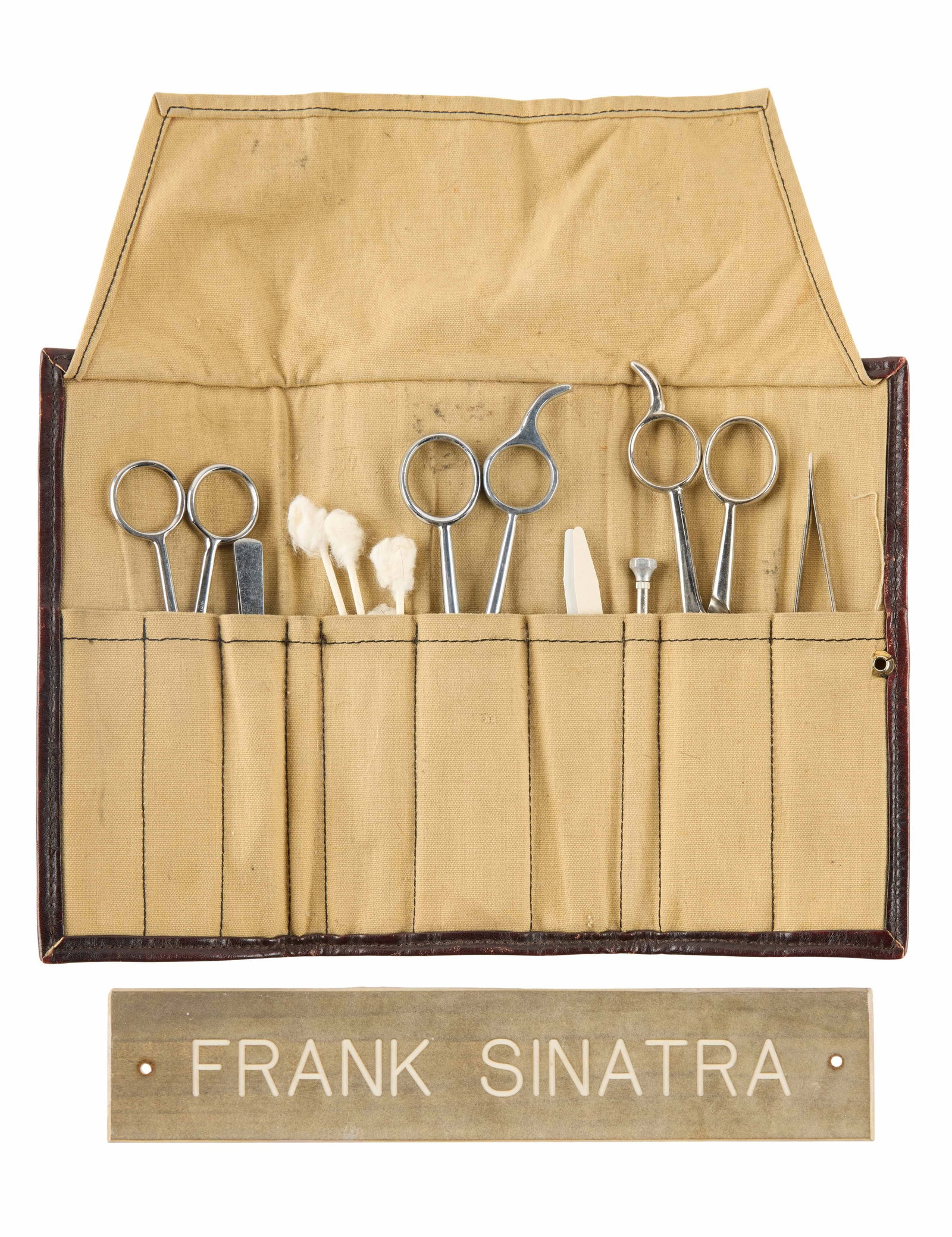 Frank Sinatra | 1970s Barber Travel Kit and Name Plate (1 of 2)