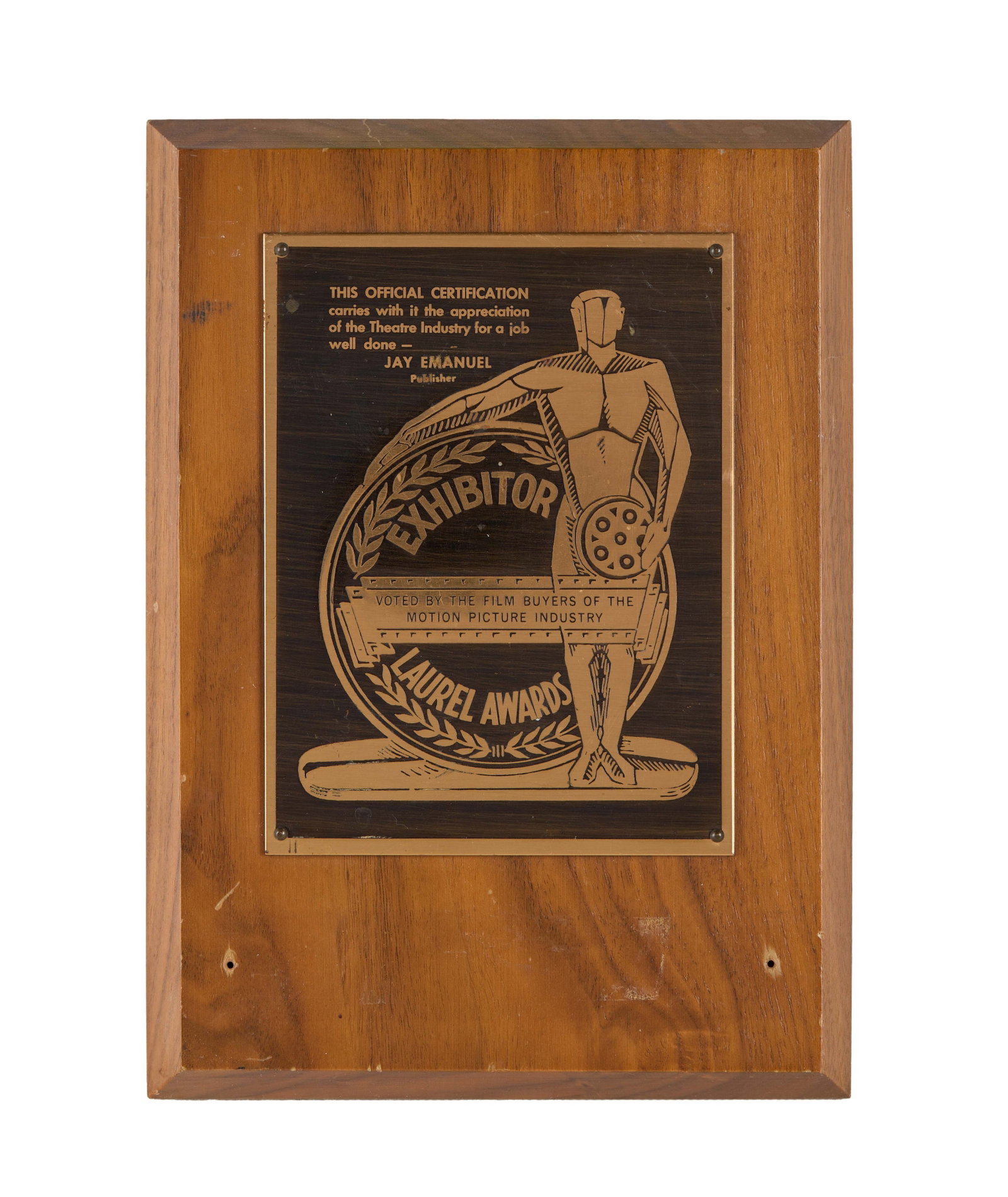Samantha Eggar | 1960s Early Film Awards: A pair of awards presented to Samantha Eggar at the beginning of her career as a film actress. A Motion Picture Exhibitor International Laurel Award Presented to Samantha Eggar. Includes a plaque (the
