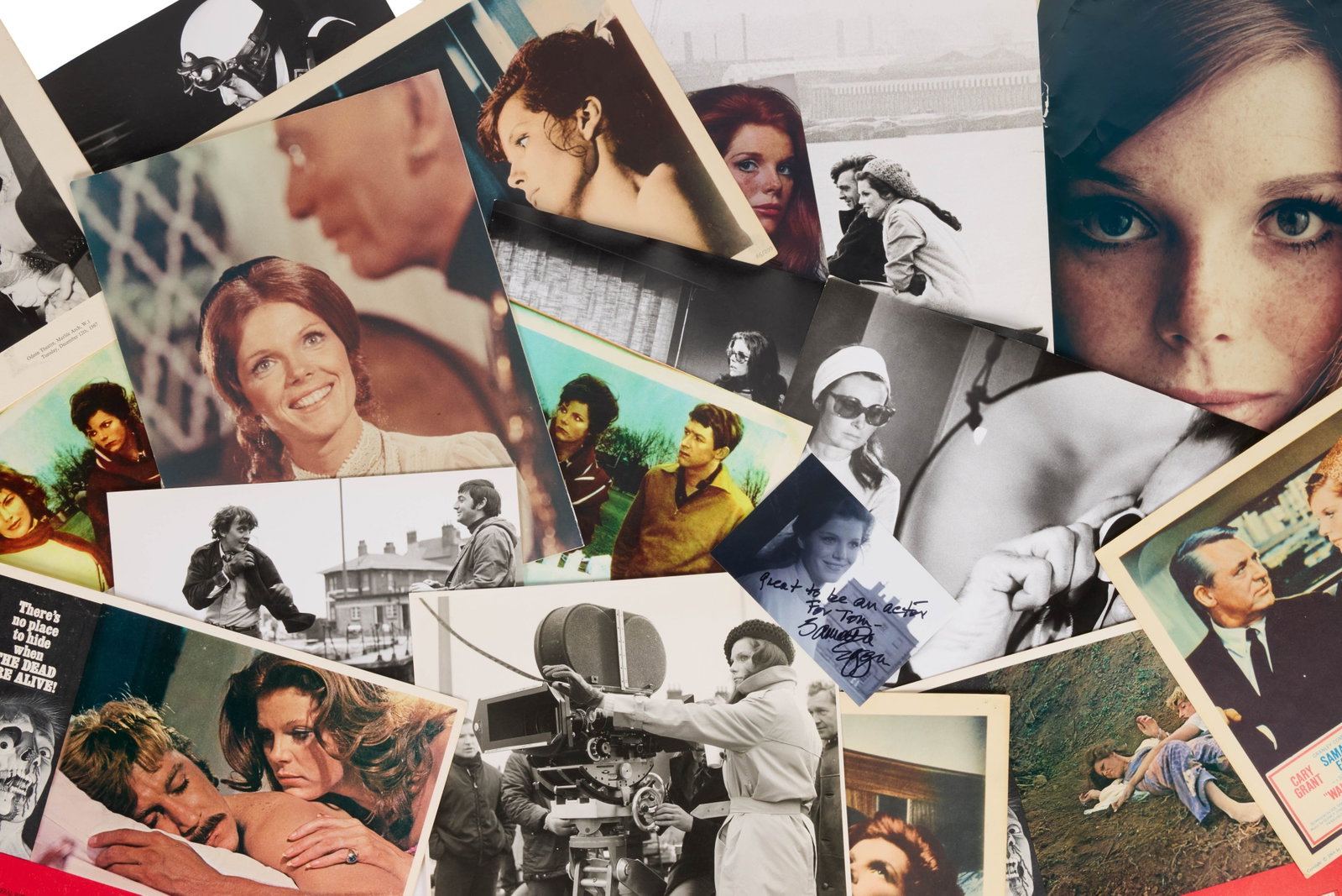 Samantha Eggar | 1960s-1980s Large Collection of Photographs, Two Signed: A collection of over 120 photographs from the life and career of Samantha Eggar, mostly chronicling the 1960s through the 1980s. Includes many publicity stills, headshots, and photographs with
