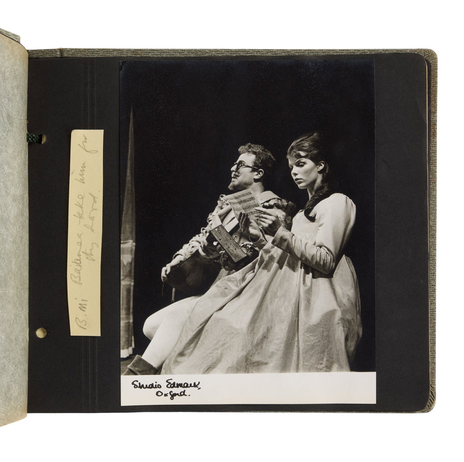 Samantha Eggar | 1960 "The Taming of the Shrew" Photo Album and Annotated Shakespeare Book: An album of 18 photographs from Eggar's first major play, a 1960 production of The Taming of the Shrew in which Eggar played Bianca, marking her debut at Oxford Repertory; together with Eggar's