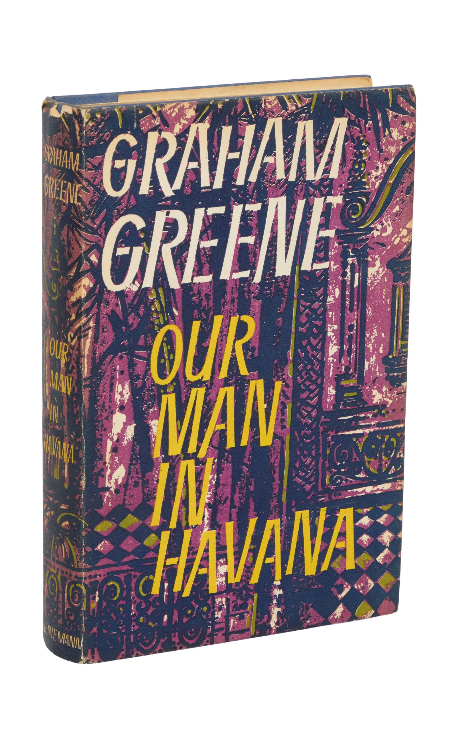 Samantha Eggar | 1958 "Our Man in Havana" by Graham Greene First Edition: A first hardcover edition of Our Man in Havana by Graham Greene (London: Heinemann, 1958), in originia dust jacket, from the personal library of Samantha Eggar. Includes Eggar's personalized