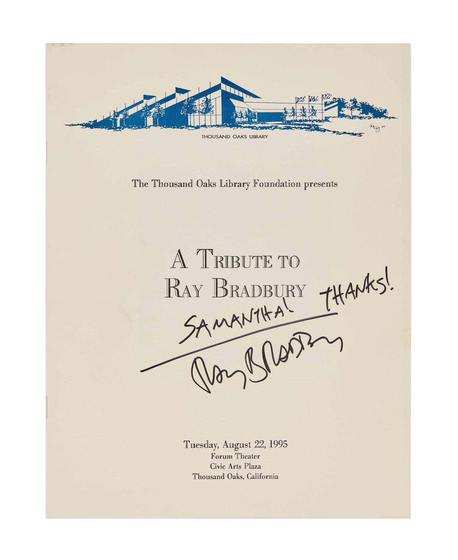 Samantha Eggar | 1995 Ray Bradbury Signed Tribute Program (1 of 3)