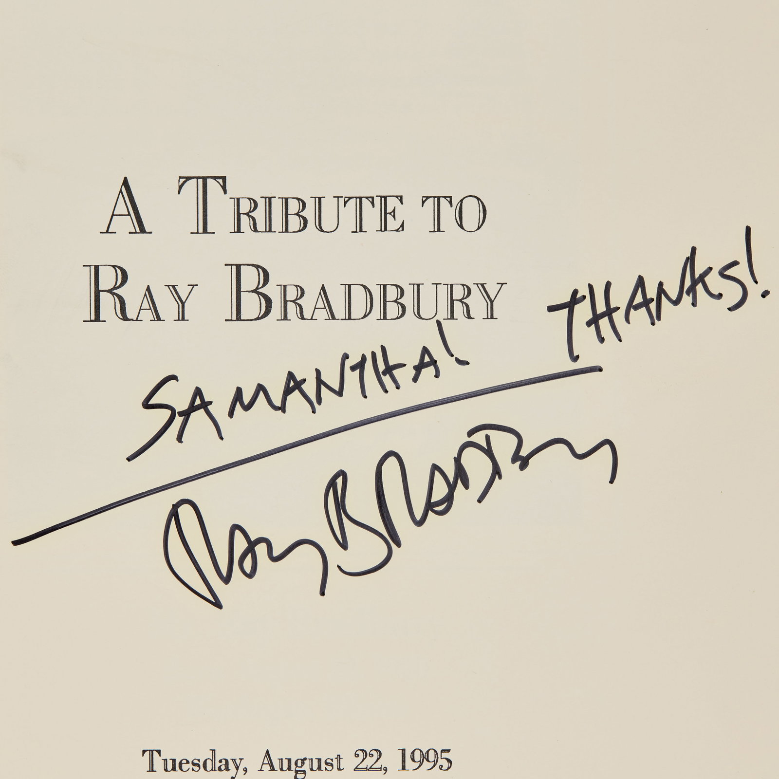 Samantha Eggar | 1995 Ray Bradbury Signed Tribute Program - 2