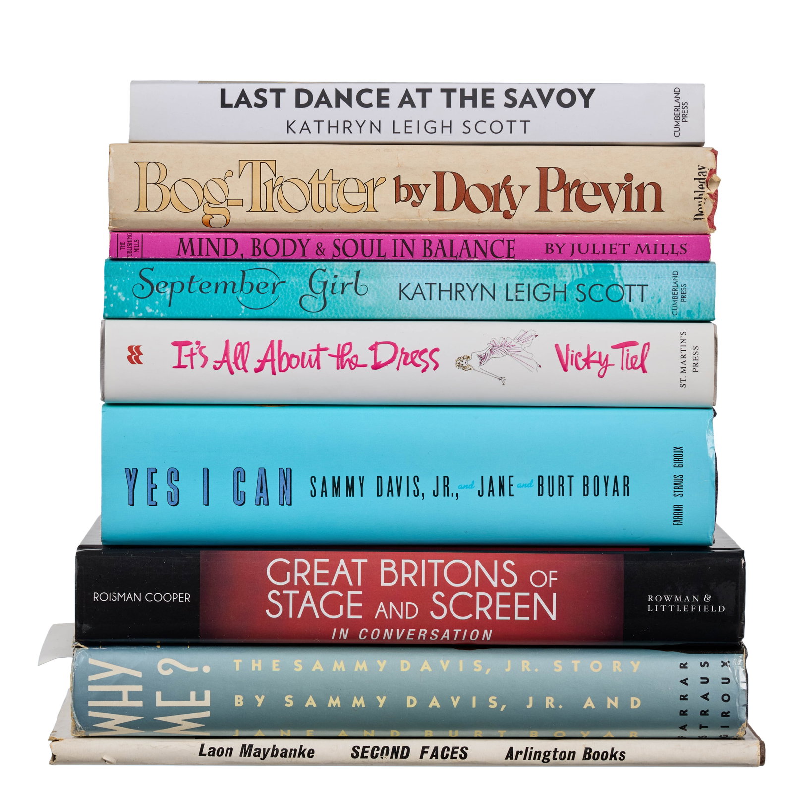 Samantha Eggar | Author Signed Celebrity and Entertainment Books: A group of nine books related to celebrity and entertainment inscribed to Samantha Eggar by their authors, from her personal library; together with nine of Eggar's personalized bookplates. MAYBANKE, L