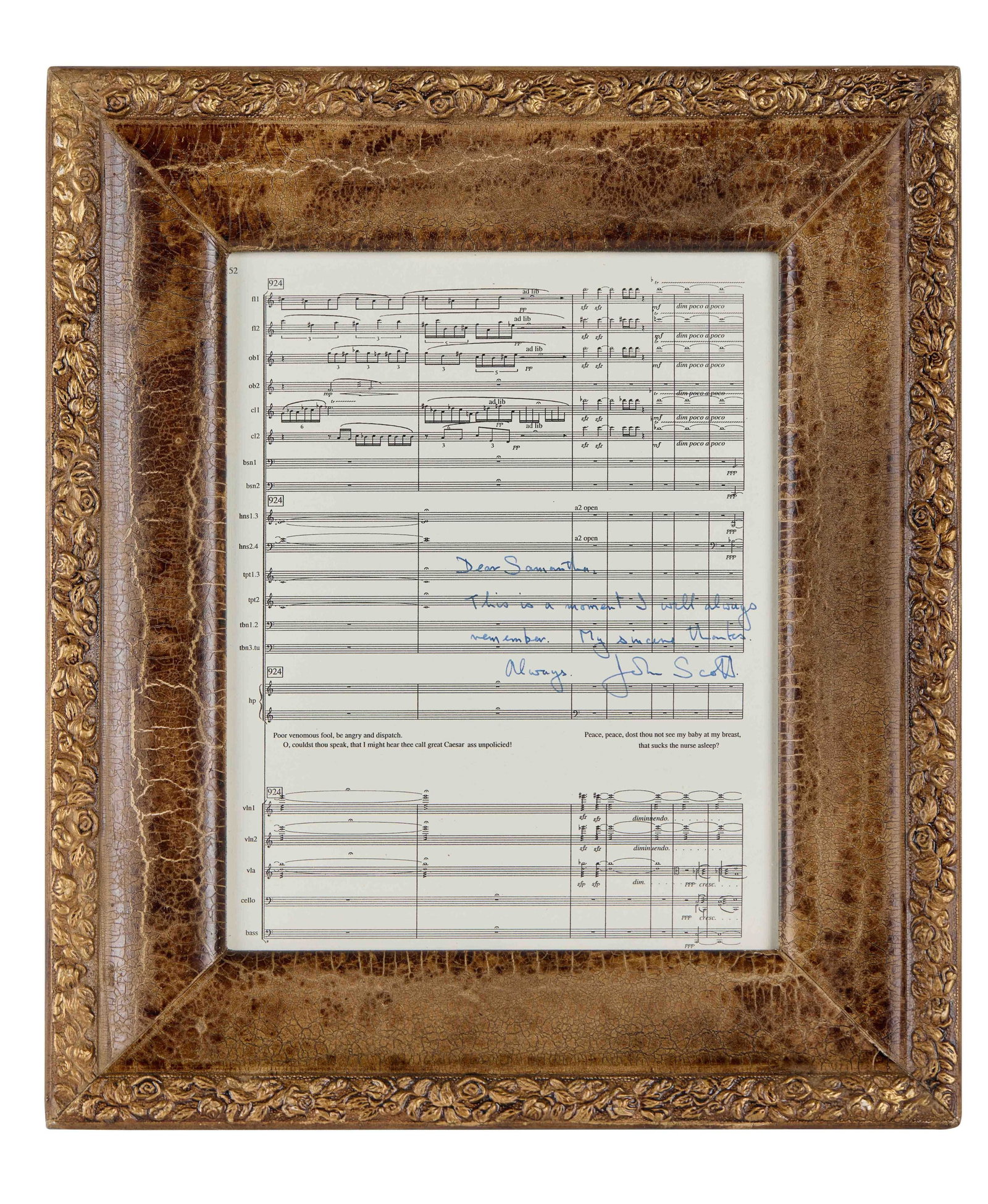 Samantha Eggar | 2006 John Scott Inscribed Sheet Music (1 of 3)