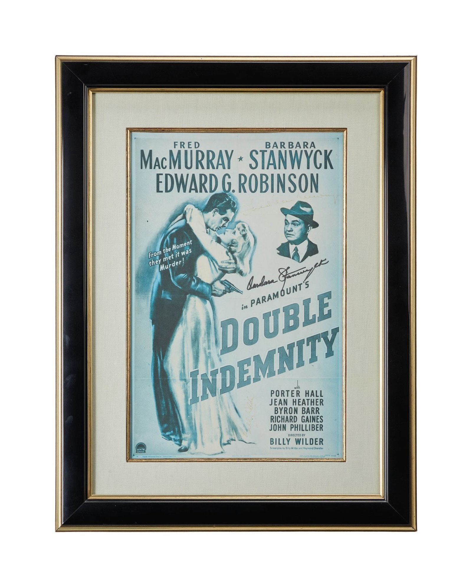Barbara Stanwyck Et Al. | Double Indemnity Poster Signed by Stanwyck, Billy Wilder and Fred (1 of 2)