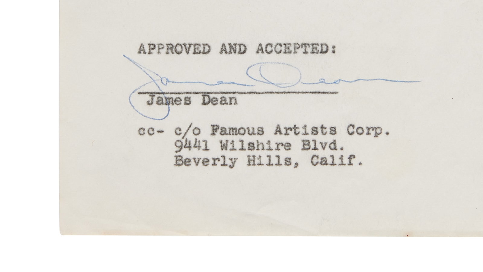 James Dean | Signed 1955 "Giant" Contract  (1 of 3)