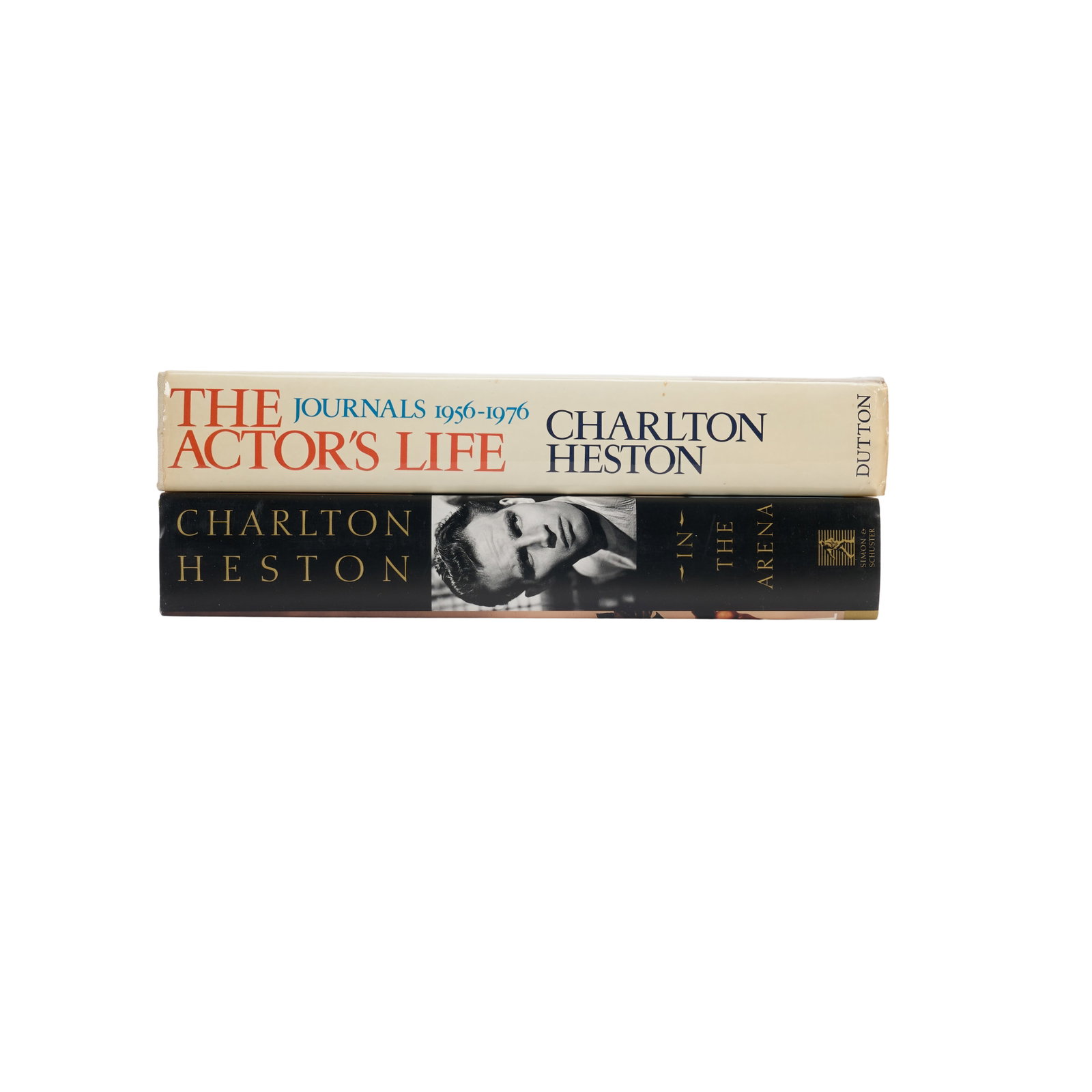 Charlton Heston | Two Signed Books: HESTON, CHARLTON. The Actor's Life: Journals 1956-1976. New York: E. P. Dutton, 1978. 8vo. Original cloth-backed board, unclipped dust jacket. Toning to jacket and upper/lower edges of board. FIRST