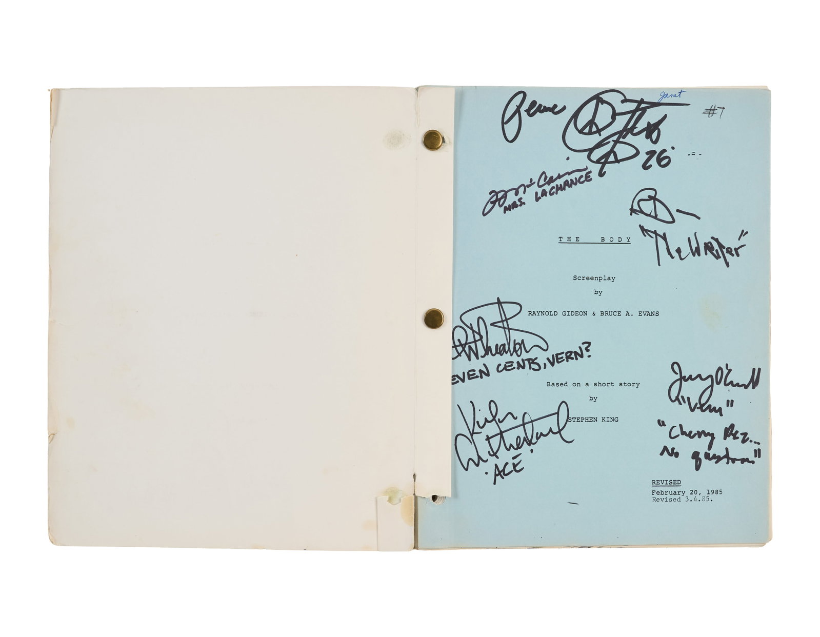 Rob Reiner | 1986 "Stand By Me" Cast-Signed Script (1 of 2)