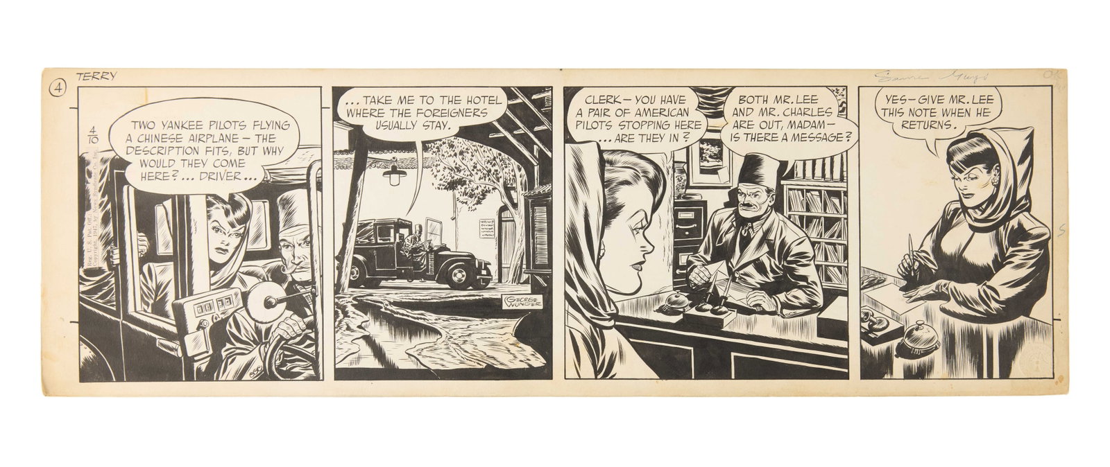 Terry and the Pirates | Original Four-panel Comic Strip by George Wunder (1 of 4)