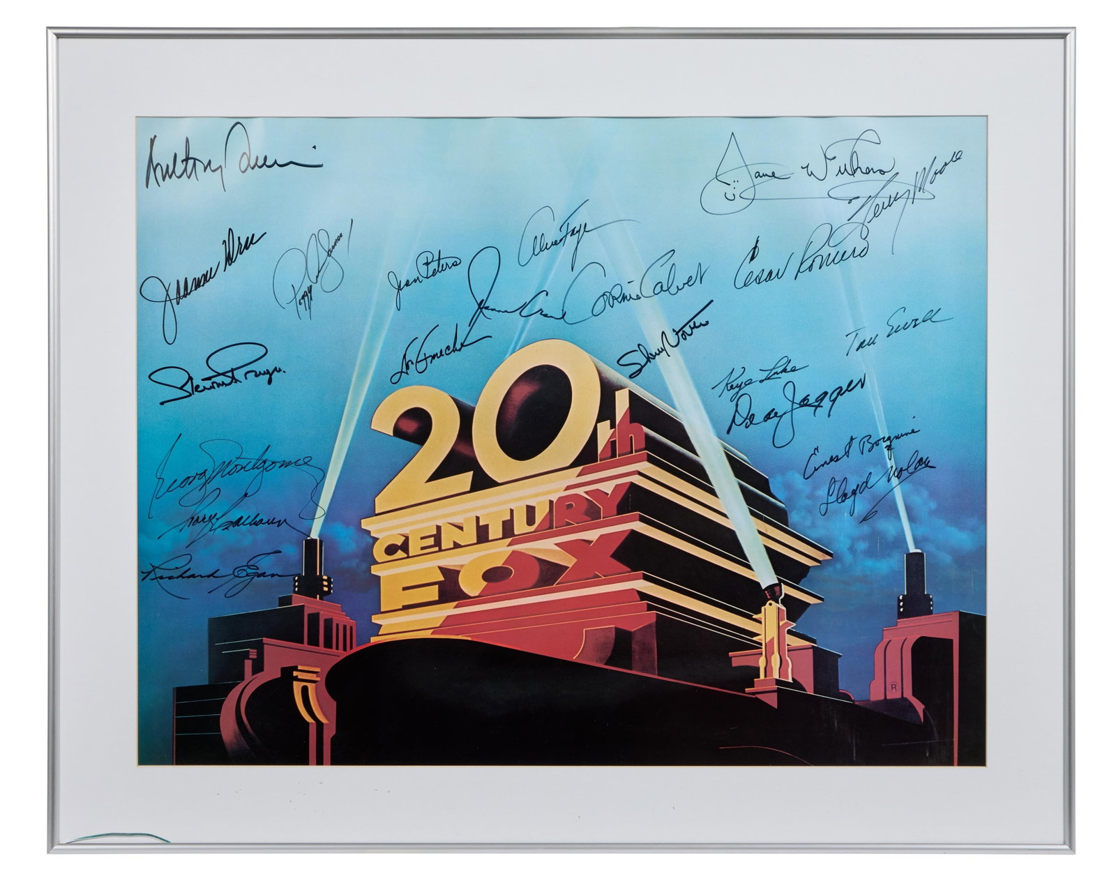 20th Century Fox | Multi-Signed Poster: A poster hand-signed by twenty-two stars who worked at 20th Century Fox, during a signing event held at Loyola Marymount University to commemorate the retirement of the Fox Cinemascope Logo used from