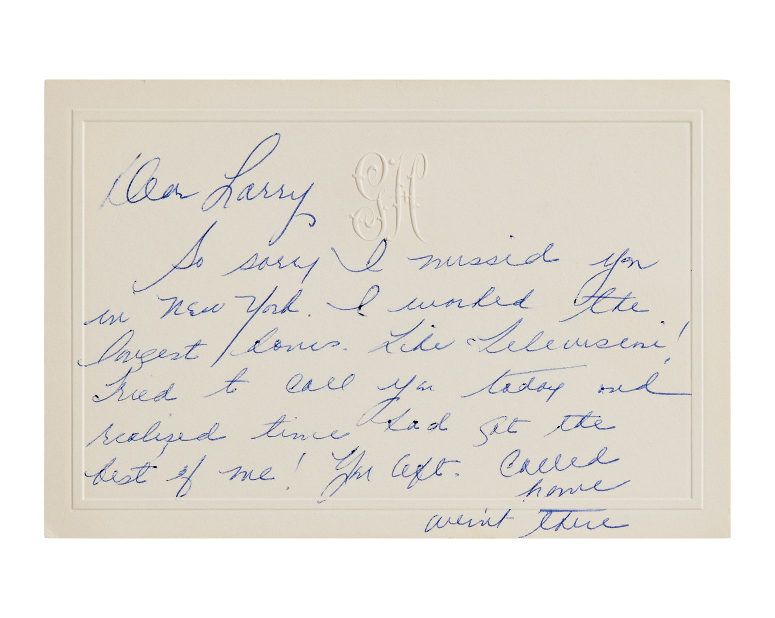 Goldie Hawn | Three Handwritten Letters to Lawrence Grobel: Three handwritten notes from actress and comedienne Goldie Hawn, each written on her personal customized stationery, to her friend, journalist Larry Grobel. He writes, "I interviewed Goldie Hawn for