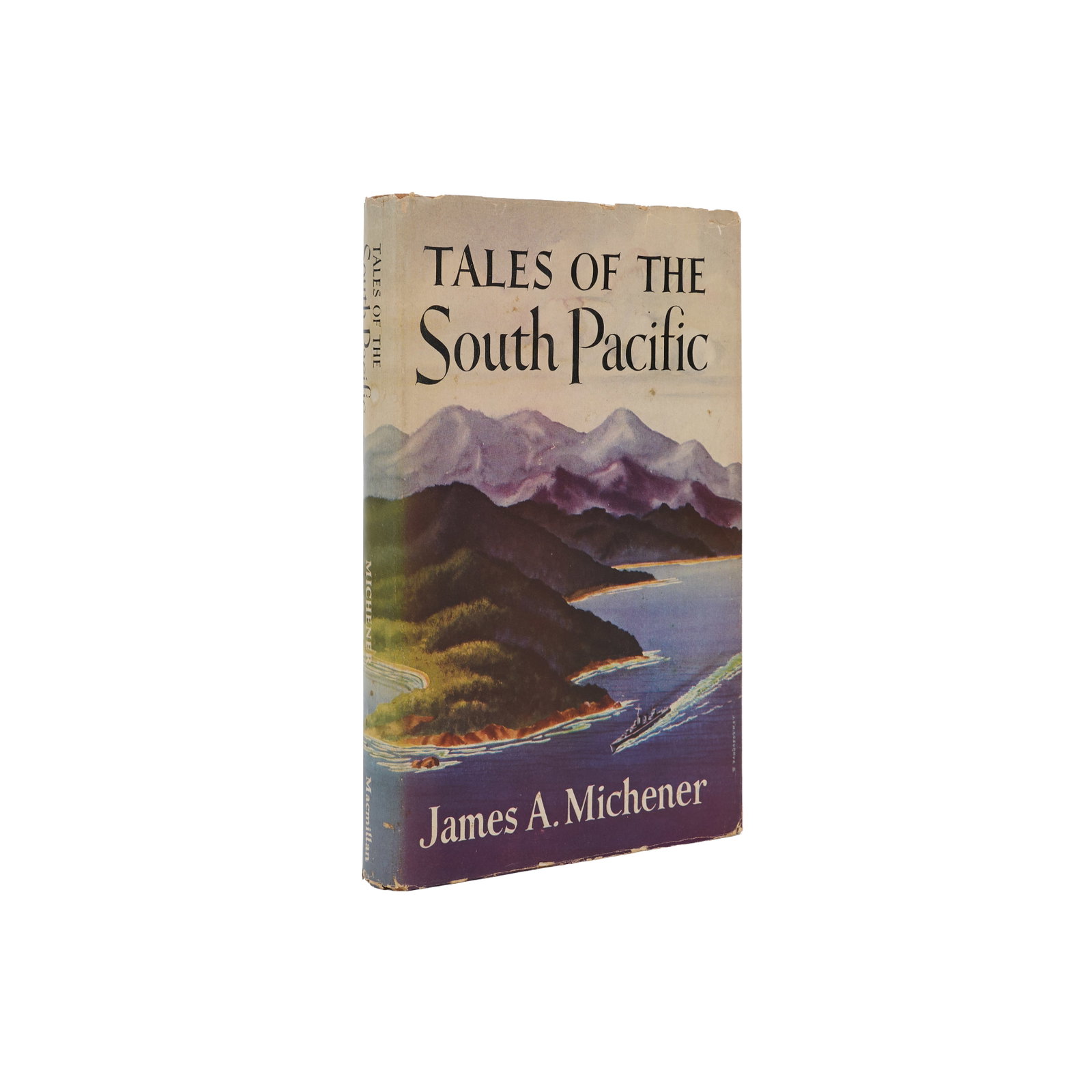 Tales of the South Pacific | First Edition Signed by James A. Michener: MICHENER, JAMES A. Tales of the South Pacific. New York: MacMillan Company, 1947. 8vo. Original cloth, dust jacket is clipped but price is present ($3.00). Shelf wear, spotting and toning to jacket;