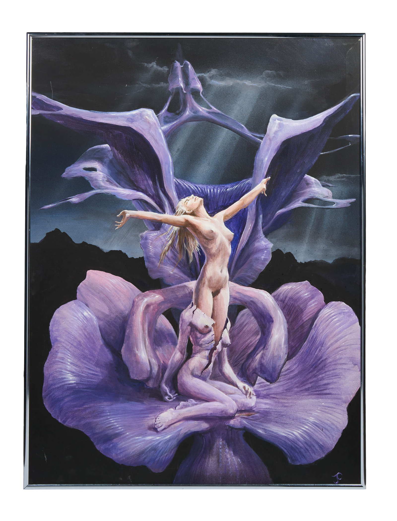 Avatar | James Cameron Original Painting "Woman Coming Out of Her Chrysalis": An original painting on canvas by renowned filmmaker James Cameron. Titled "Woman Coming Out of Her Chysalis," the painting was a gift from Cameron to a member of the Avatar franchise production
