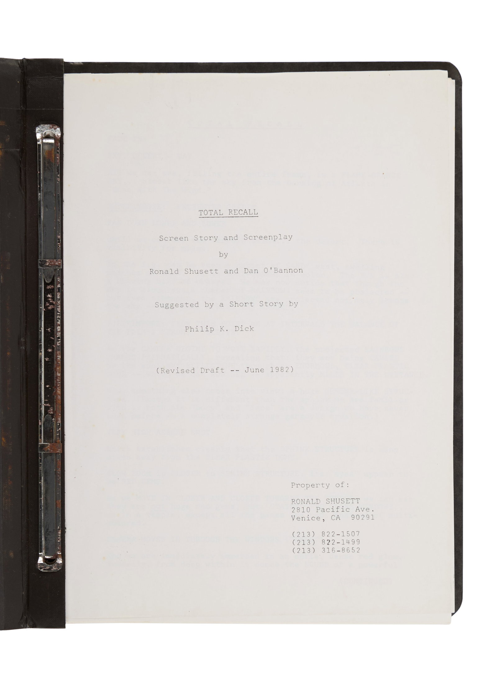 Total Recall | Production Script - 2