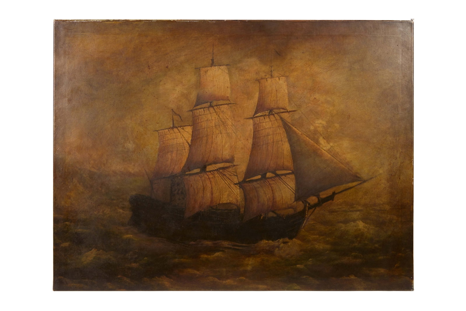 Lost | "Black Rock Storm" Painting Prop: A prop painting known as "Black Rock Storm" from the production of the sci-fi thriller series Lost (ABC, 2004 - 2010). The prop is a printed image of a painted ship on canvas that has a layer of