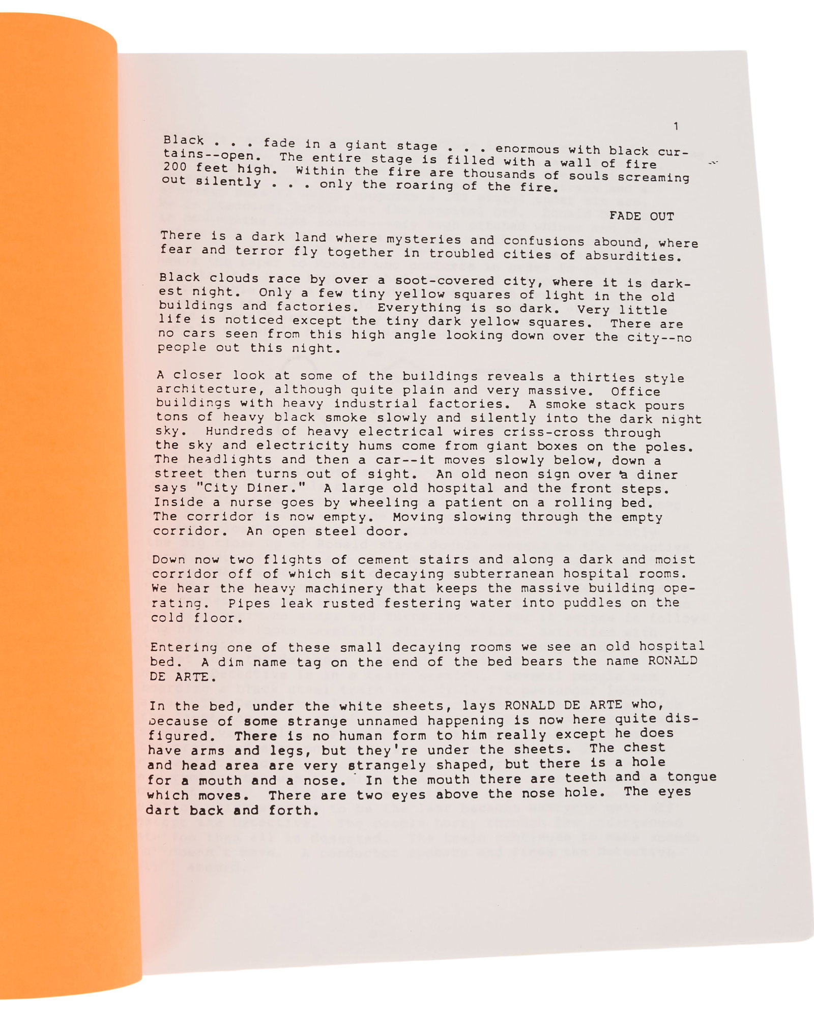 David Lynch | "Ronnie Rocket" Script - 2