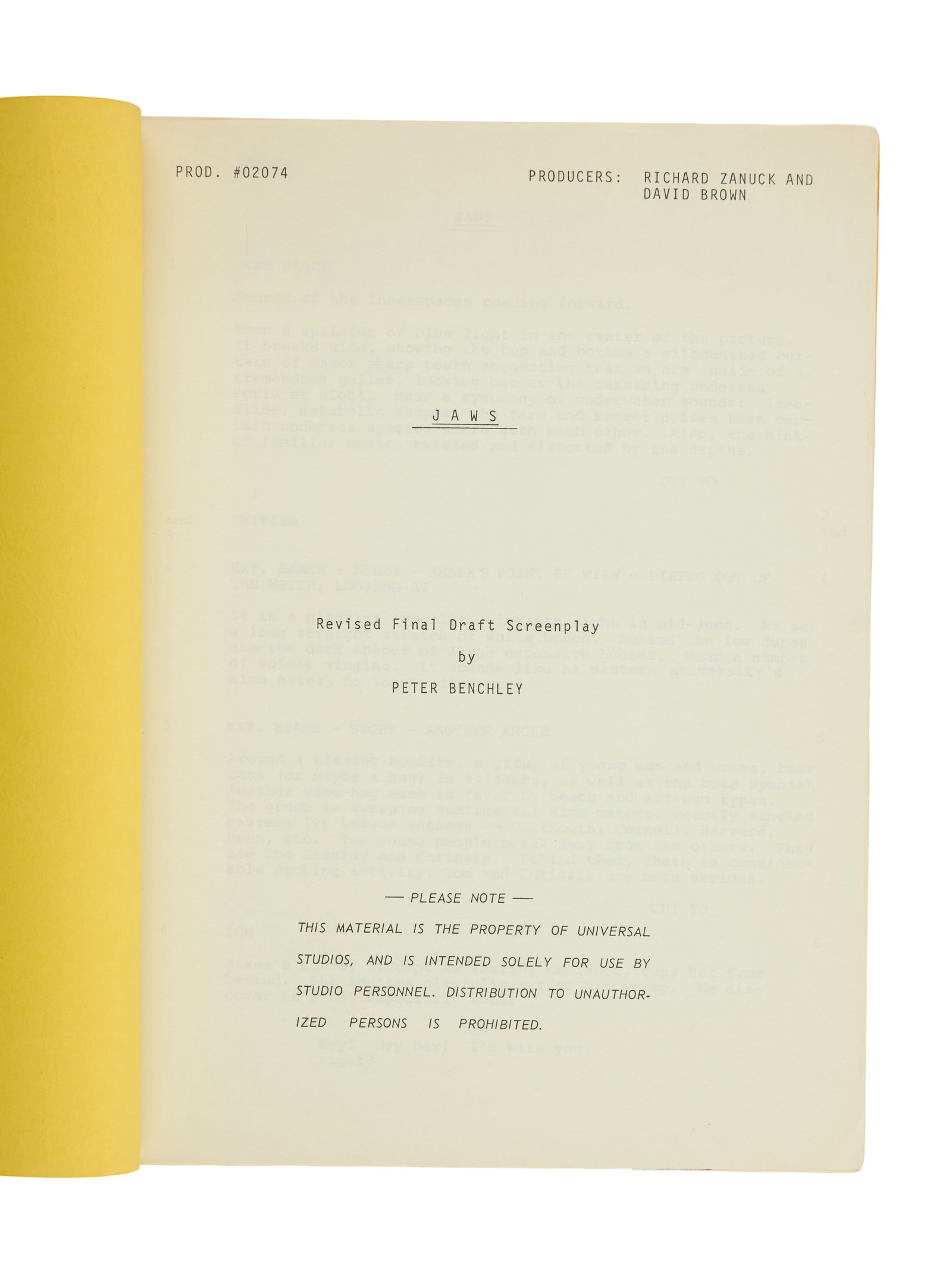 Jaws | Revised Final Draft Production Script - 2