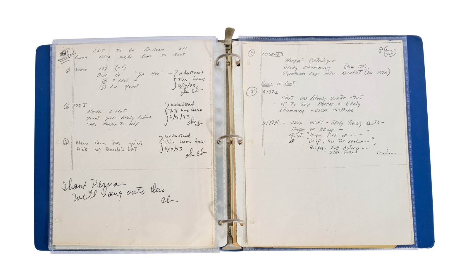 Jaws | Verna Fields' "Act III" Script Binder with Various Production Documents - 3