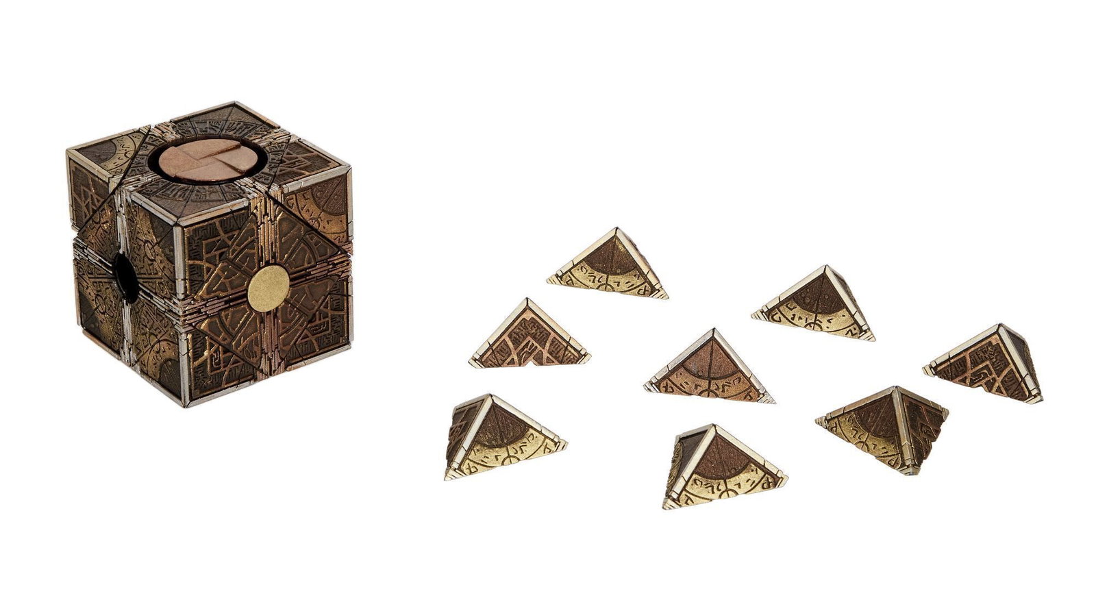 Hellraiser (2022) | Lament Configuration Puzzle Box Prop: A Lament Configuration Puzzle Box from the production of Hellraiser (20th Century Studios 2022). One puzzle box cube along with nine additional pieces. Hellraiser is the most recent
