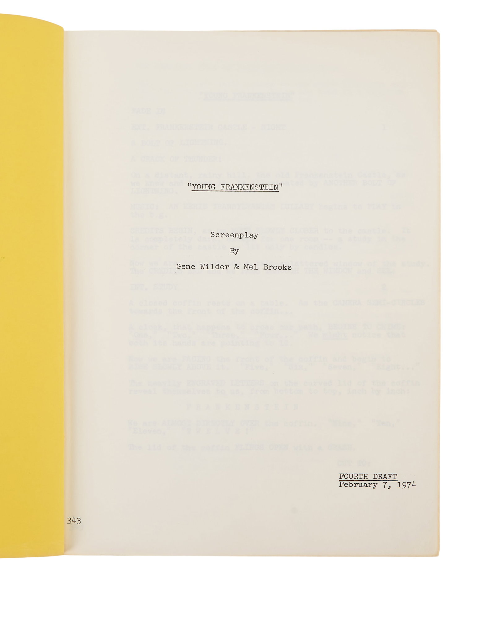 Young Frankenstein | 1974 Production Script  - 2
