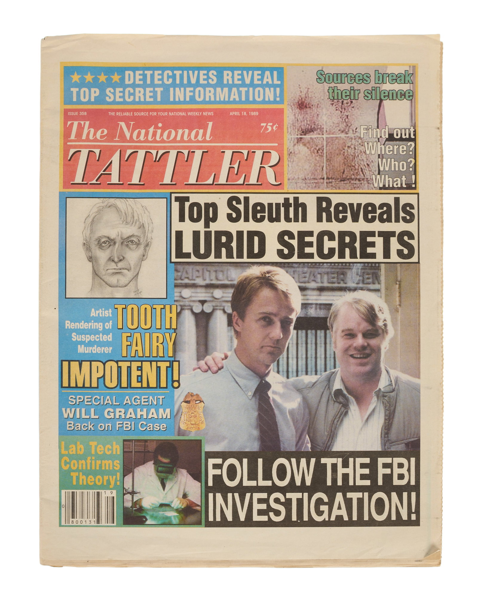 Red Dragon | "The National Tattler" Tabloid Newspaper Prop: A prop newspaper from the production of Red Dragon (Universal, 2002), the third film featuring Sir Anthony Hopkins as Hannibal Lecter, following The Silence of the Lambs (Orion Pictures,