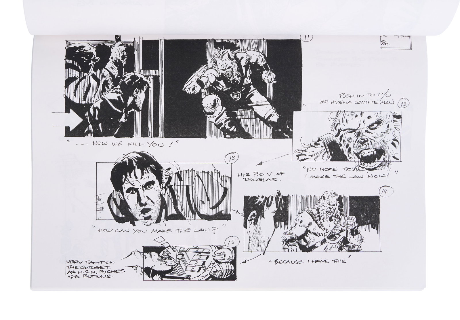 The Island of Dr. Moreau (1996) | Storyboards and Press Clippings: A group of storyboards for the John Frankenheimer-directed The Island of Dr. Moreau (New Line Cinema, 1996) together with a press clipping book prepared by New Line's publicity department. The black